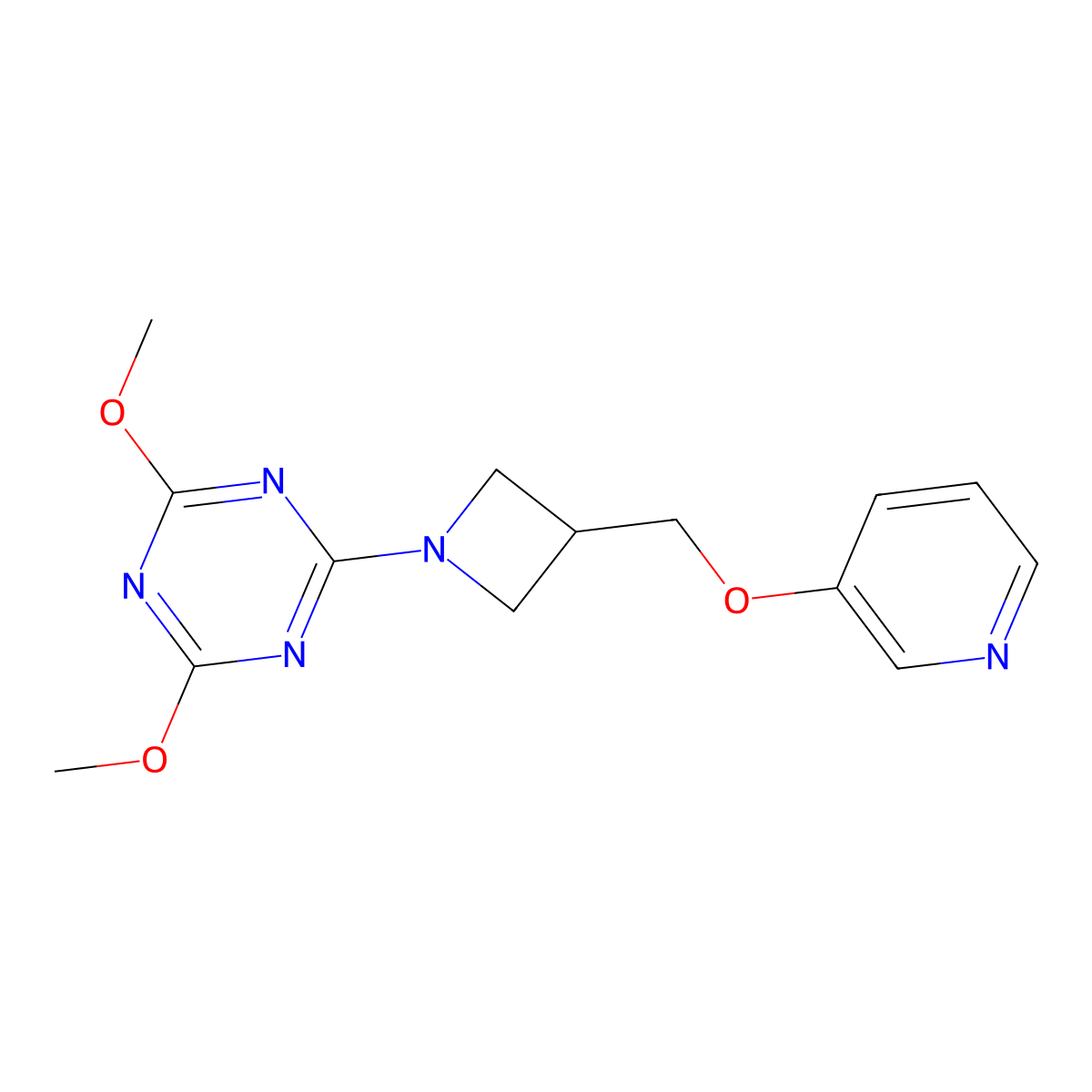 2,4-Dimethoxy-6-{3-[(pyridin-3-yloxy)methyl]azetidin-1-yl}-1,3,5-triazine molecular structure, CAS 2549011-69-8
