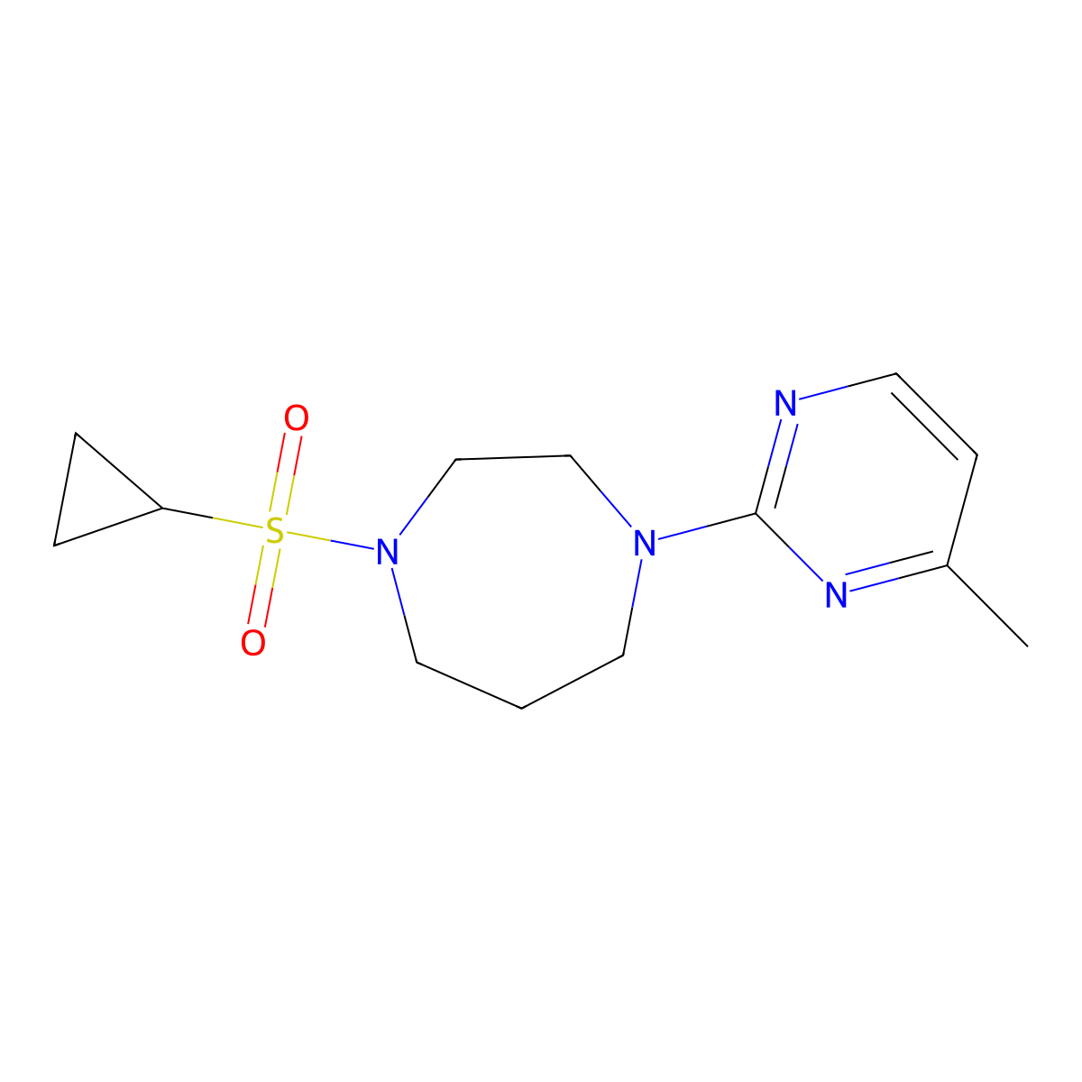 1-(Cyclopropanesulfonyl)-4-(4-methylpyrimidin-2-yl)-1,4-diazepane molecular structure, CAS 2549011-70-1