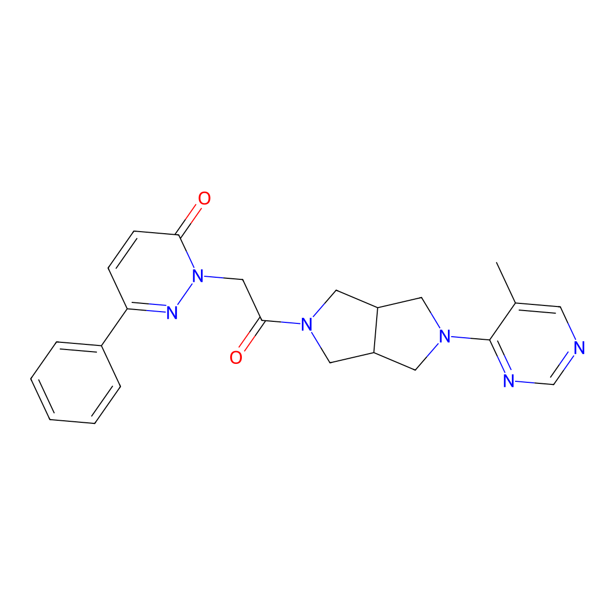 2-{2-[5-(5-Methylpyrimidin-4-yl)-octahydropyrrolo[3,4-c]pyrrol-2-yl]-2-oxoethyl}-6-phenyl-2,3-dihydropyridazin-3-one molecular structure, CAS 2549011-72-3