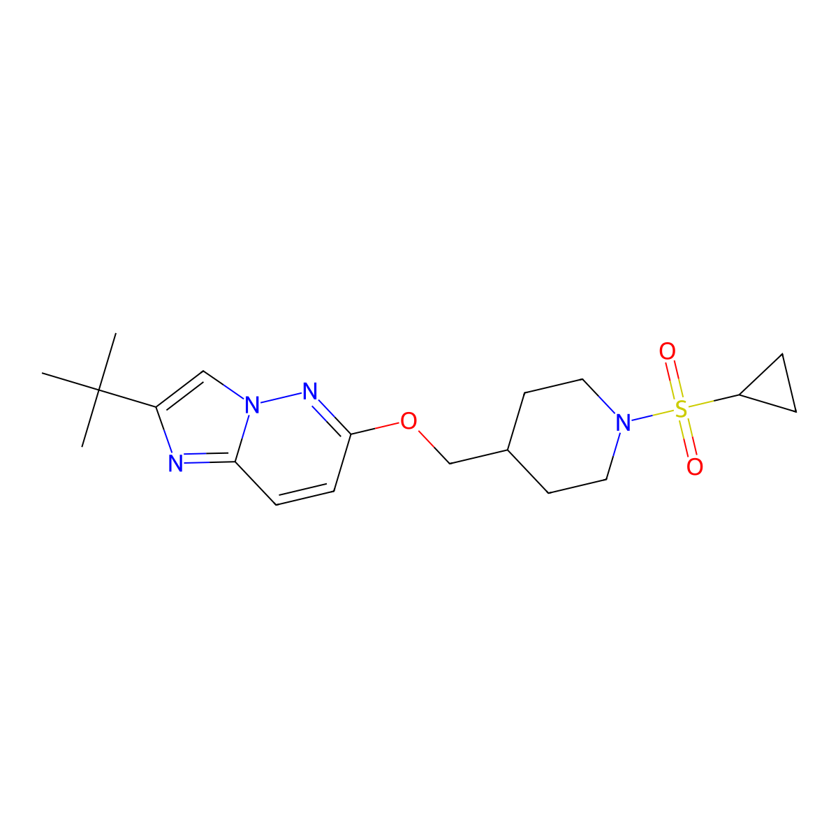 4-[({2-Tert-butylimidazo[1,2-b]pyridazin-6-yl}oxy)methyl]-1-(cyclopropanesulfonyl)piperidine molecular structure, CAS 2549011-73-4
