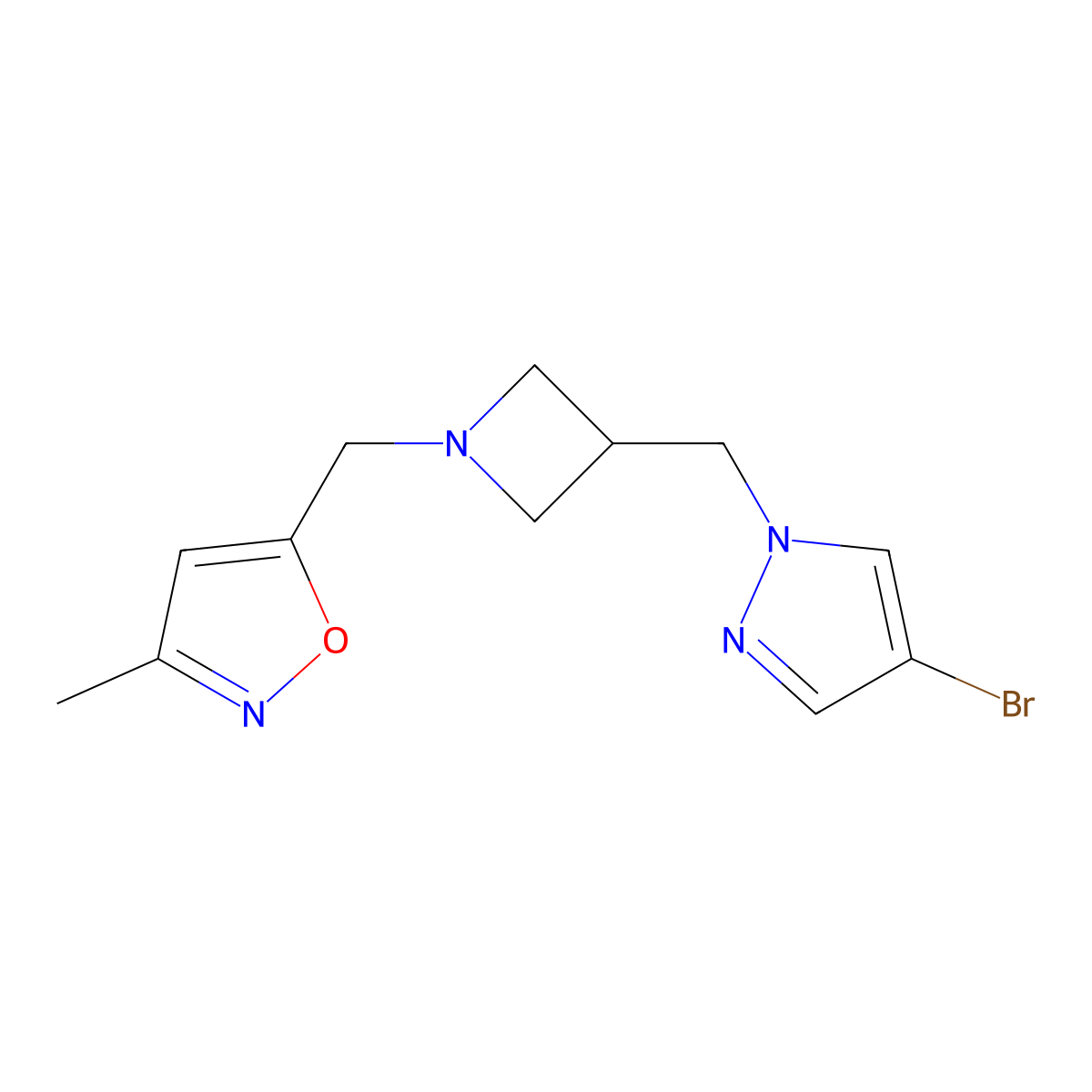 5-({3-[(4-bromo-1H-pyrazol-1-yl)methyl]azetidin-1-yl}methyl)-3-methyl-1,2-oxazole molecular structure, CAS 2549011-75-6