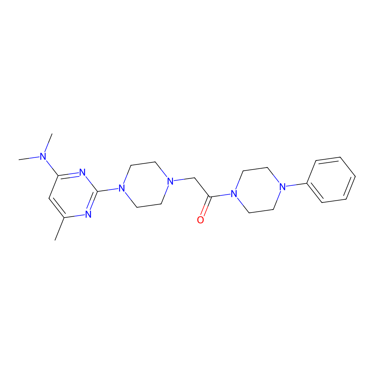 2-{4-[4-(Dimethylamino)-6-methylpyrimidin-2-yl]piperazin-1-yl}-1-(4-phenylpiperazin-1-yl)ethan-1-one molecular structure, CAS 2549011-76-7