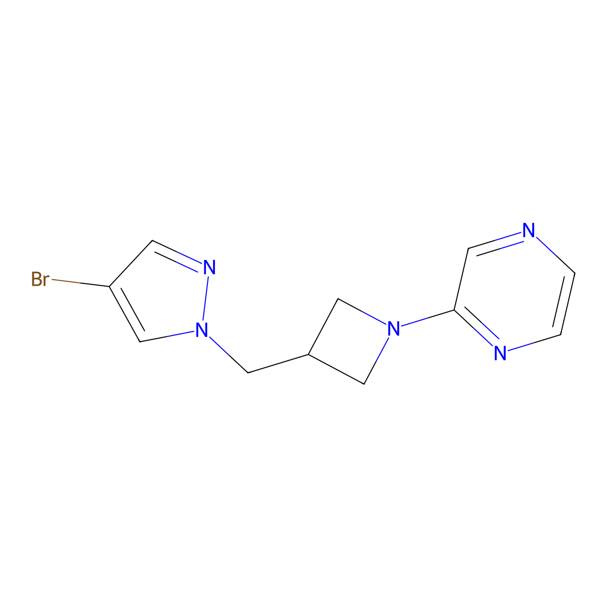2-{3-[(4-bromo-1H-pyrazol-1-yl)methyl]azetidin-1-yl}pyrazine molecular structure, CAS 2549011-78-9