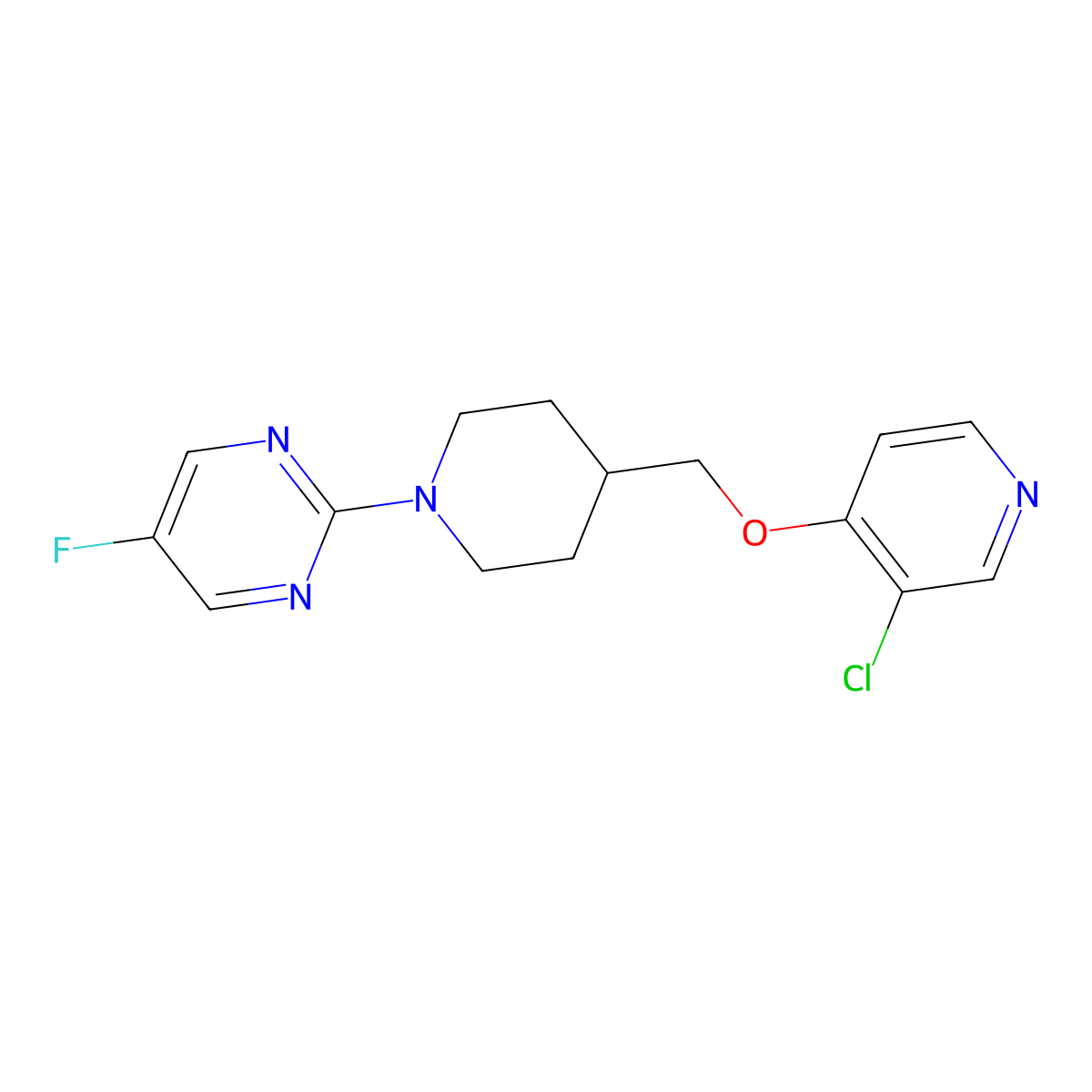 2-(4-{[(3-Chloropyridin-4-yl)oxy]methyl}piperidin-1-yl)-5-fluoropyrimidine molecular structure, CAS 2549011-80-3