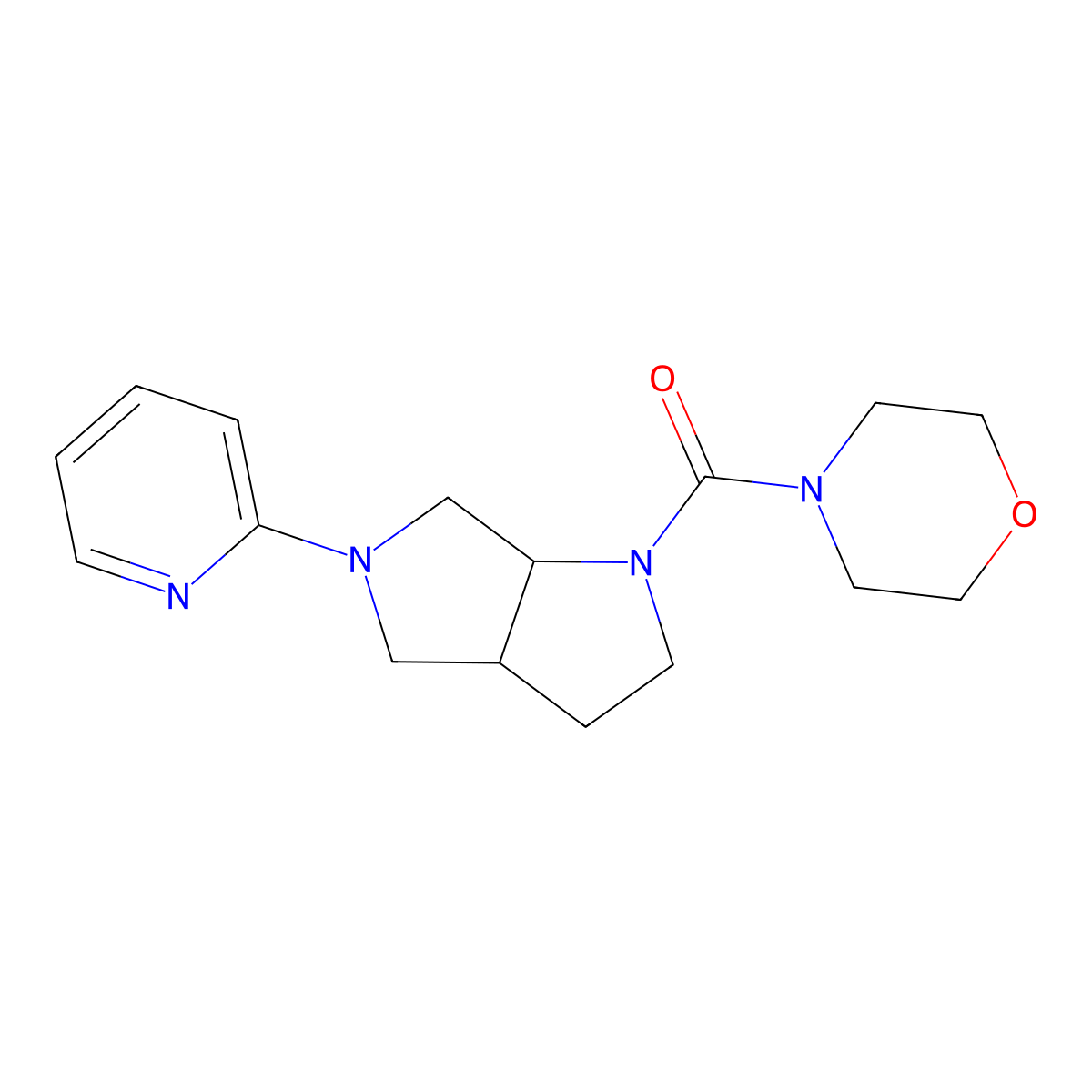 4-[5-(Pyridin-2-yl)-octahydropyrrolo[3,4-b]pyrrole-1-carbonyl]morpholine molecular structure, CAS 2549011-85-8