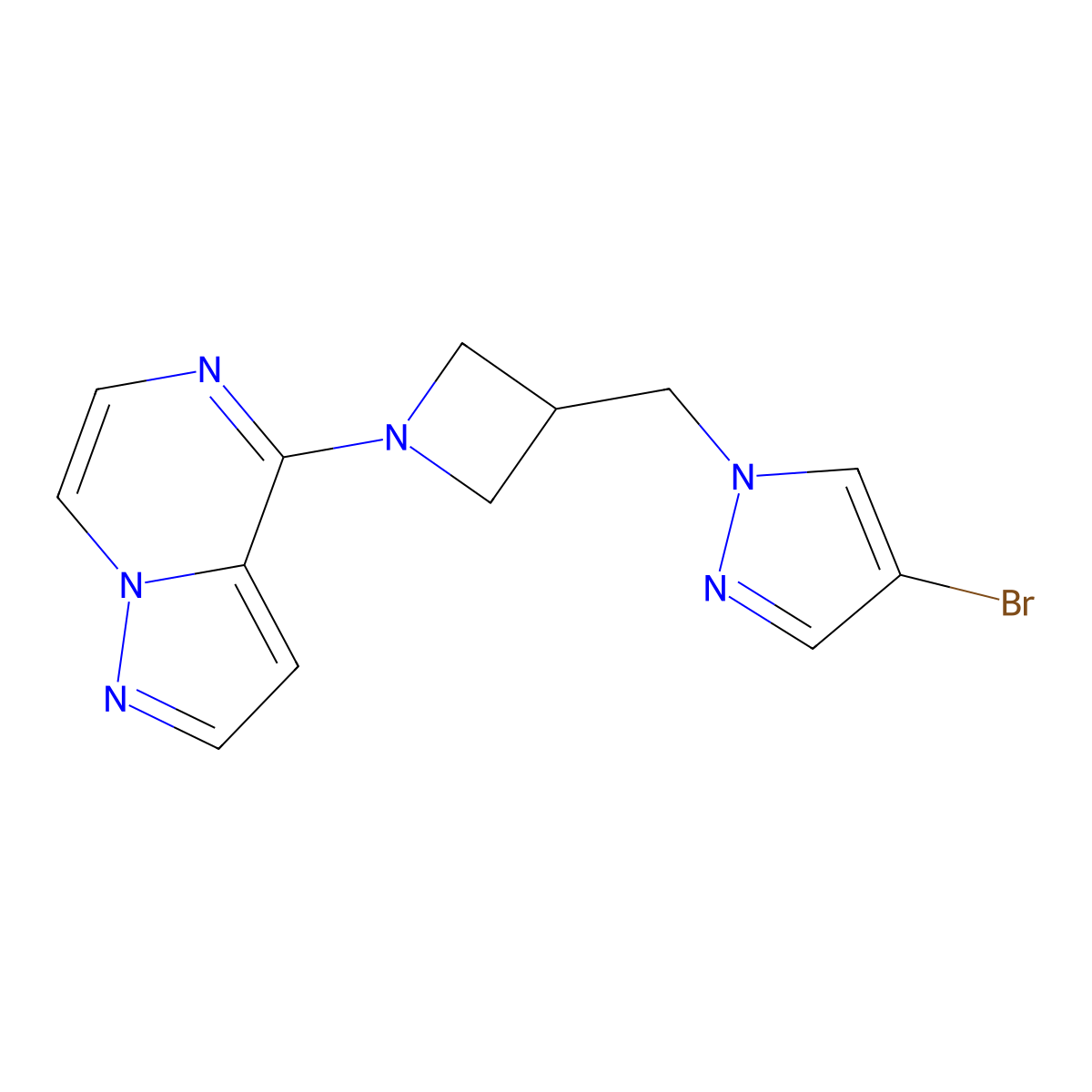 4-bromo-1-[(1-{pyrazolo[1,5-a]pyrazin-4-yl}azetidin-3-yl)methyl]-1H-pyrazole molecular structure, CAS 2549011-88-1