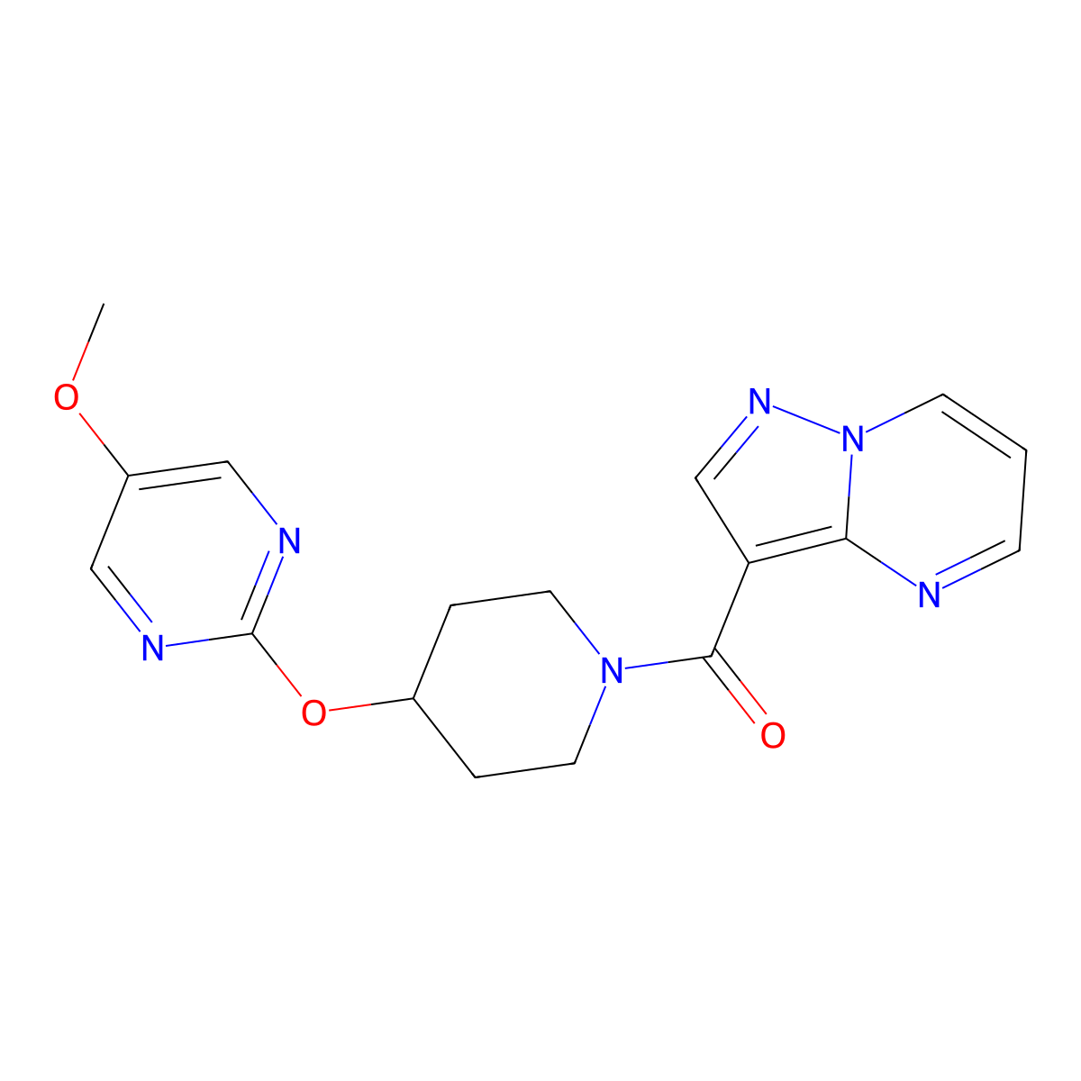 5-Methoxy-2-[(1-{pyrazolo[1,5-a]pyrimidine-3-carbonyl}piperidin-4-yl)oxy]pyrimidine molecular structure, CAS 2549011-91-6