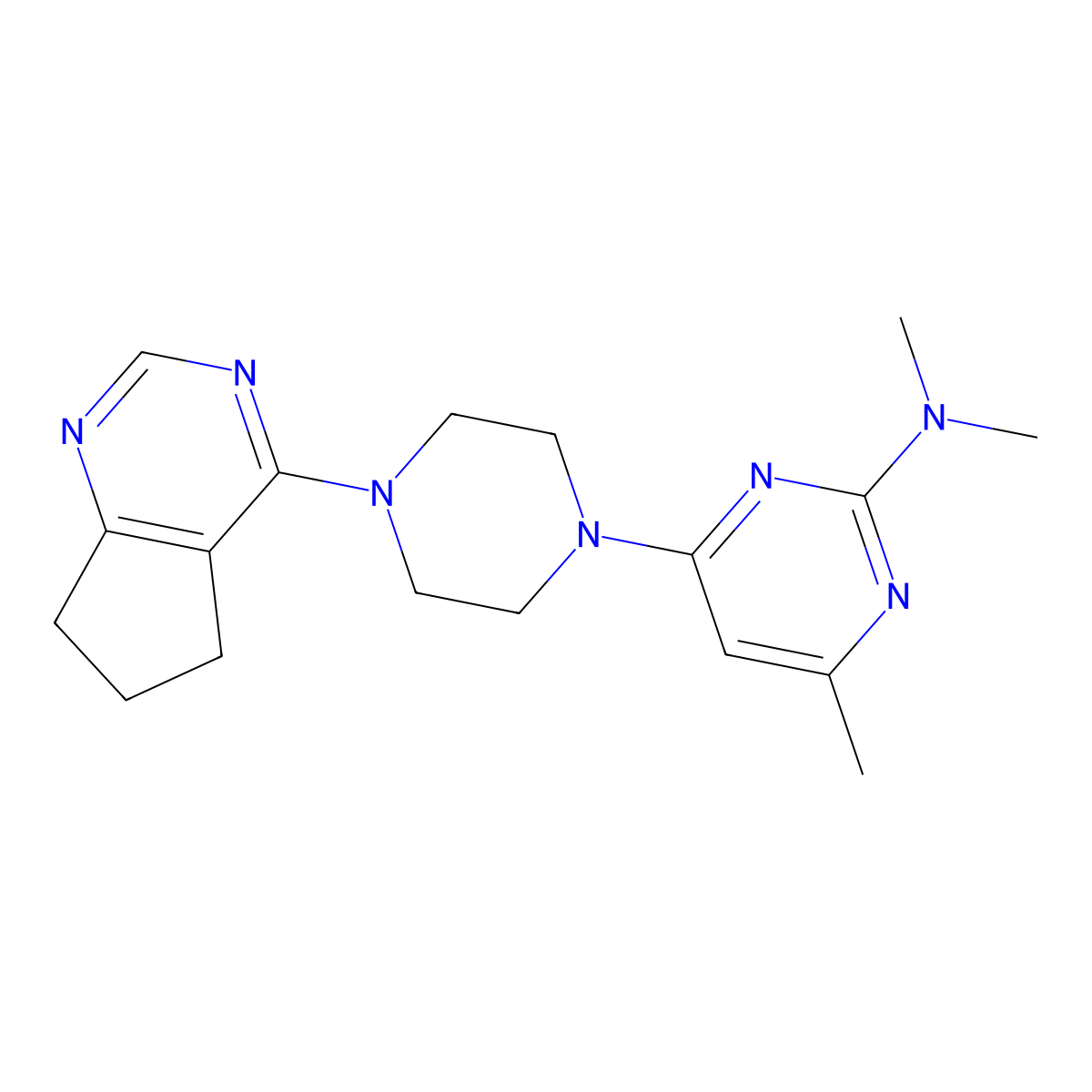 4-(4-{5H,6H,7H-cyclopenta[d]pyrimidin-4-yl}piperazin-1-yl)-N,N,6-trimethylpyrimidin-2-amine molecular structure, CAS 2549011-93-8