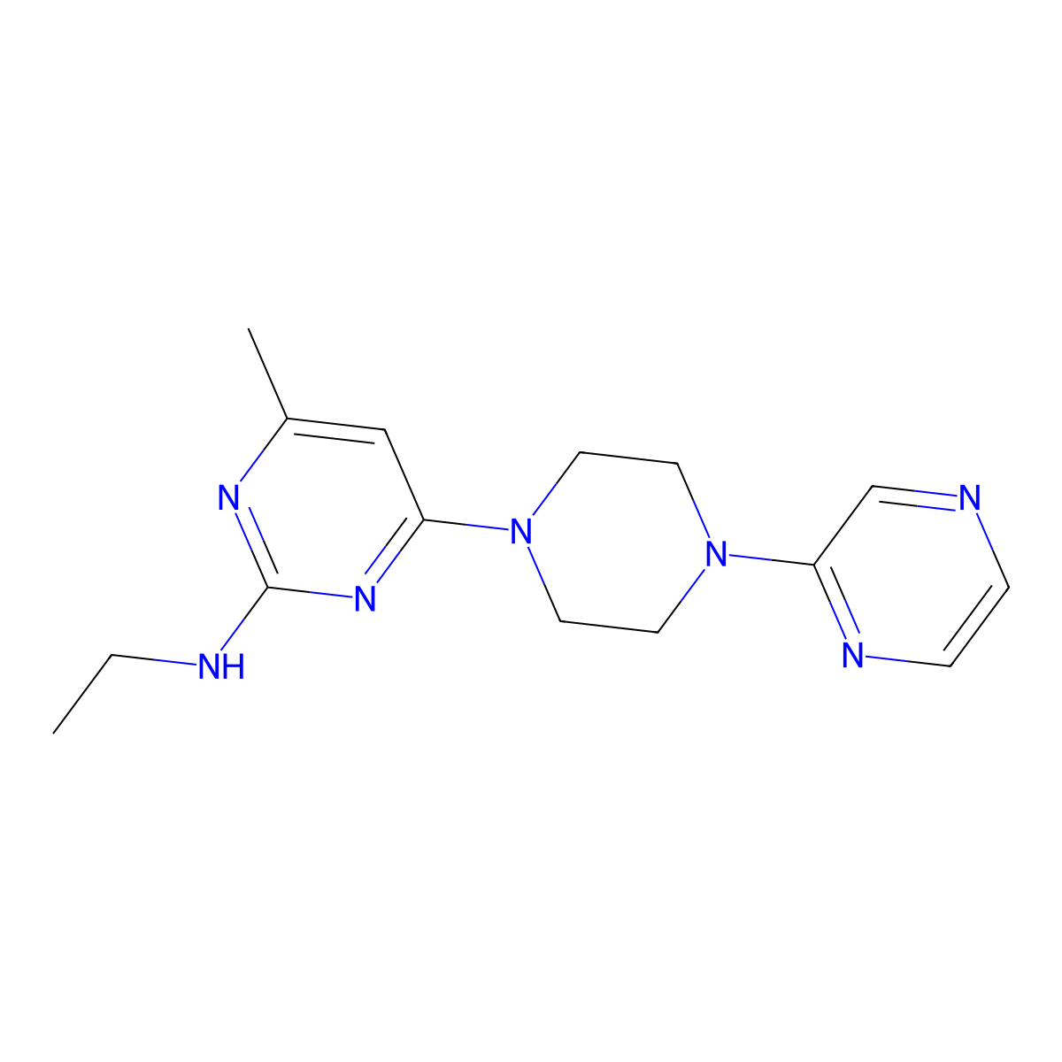 N-ethyl-4-methyl-6-[4-(pyrazin-2-yl)piperazin-1-yl]pyrimidin-2-amine molecular structure, CAS 2549011-96-1