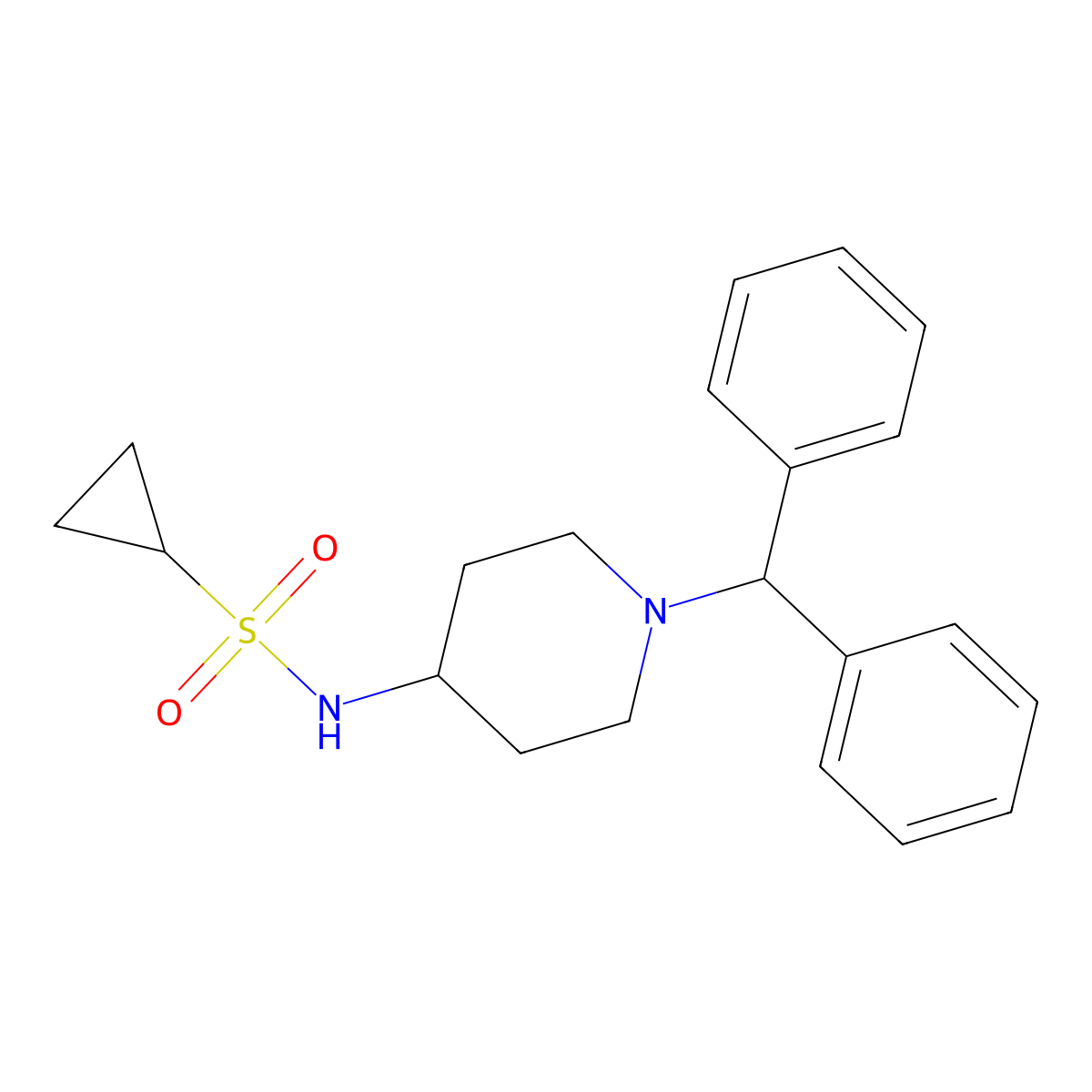 N-[1-(diphenylmethyl)piperidin-4-yl]cyclopropanesulfonamide molecular structure, CAS 2549011-97-2