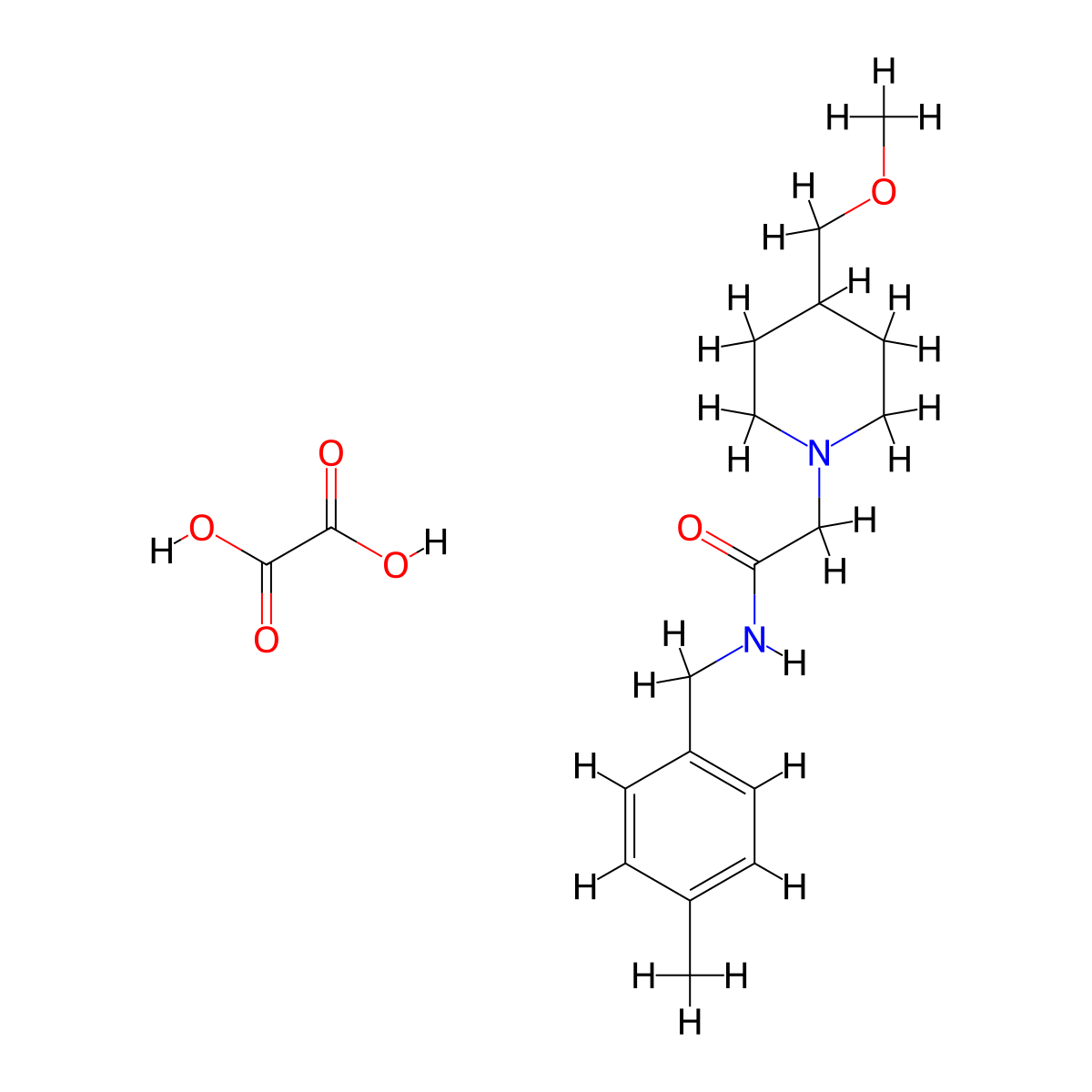 2-[4-(methoxymethyl)piperidin-1-yl]-N-[(4-methylphenyl)methyl]acetamide; oxalic acid molecular structure, CAS 2549012-04-4