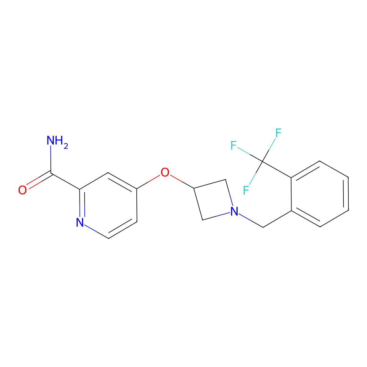 4-[(1-{[2-(Trifluoromethyl)phenyl]methyl}azetidin-3-yl)oxy]pyridine-2-carboxamide molecular structure, CAS 2549012-05-5