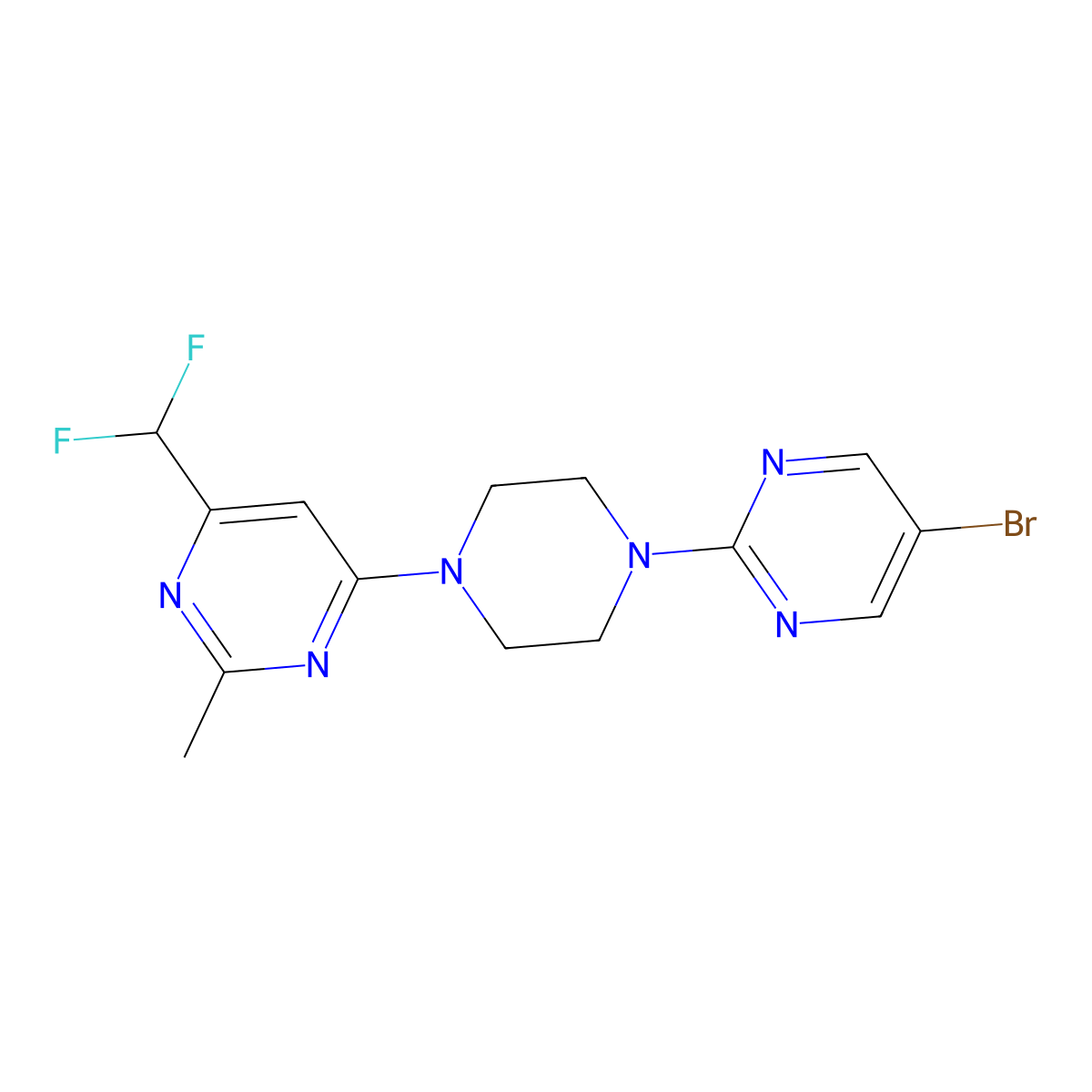 4-[4-(5-Bromopyrimidin-2-yl)piperazin-1-yl]-6-(difluoromethyl)-2-methylpyrimidine molecular structure, CAS 2549012-09-9