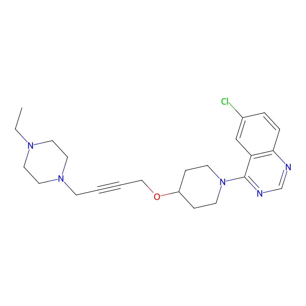 6-Chloro-4-(4-{[4-(4-ethylpiperazin-1-yl)but-2-yn-1-yl]oxy}piperidin-1-yl)quinazoline molecular structure, CAS 2549012-10-2