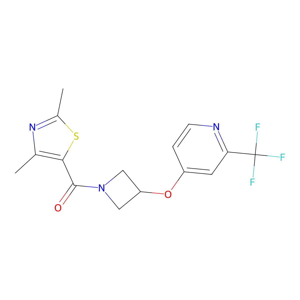 4-{[1-(2,4-Dimethyl-1,3-thiazole-5-carbonyl)azetidin-3-yl]oxy}-2-(trifluoromethyl)pyridine molecular structure, CAS 2549012-15-7