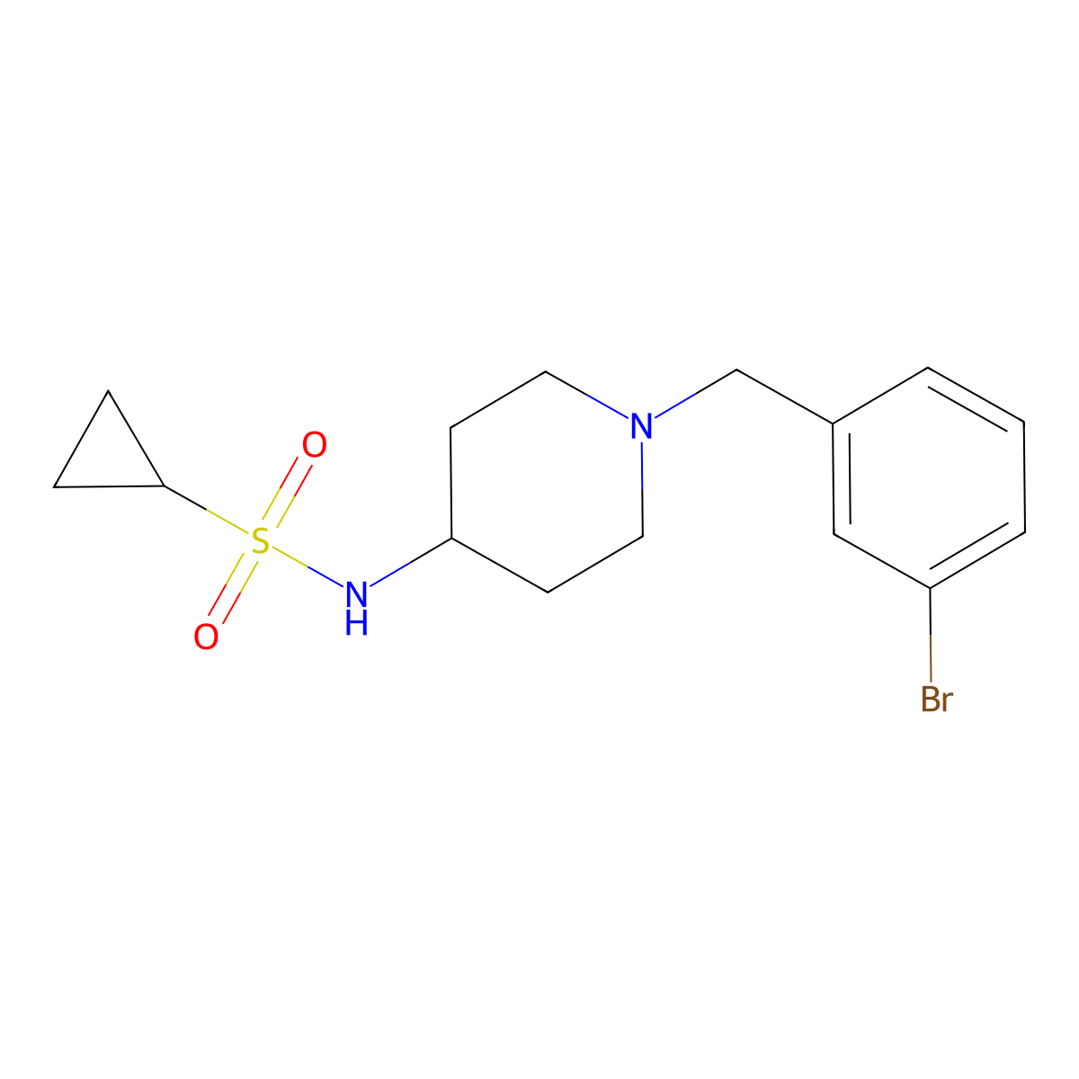 N-{1-[(3-bromophenyl)methyl]piperidin-4-yl}cyclopropanesulfonamide molecular structure, CAS 2549012-22-6