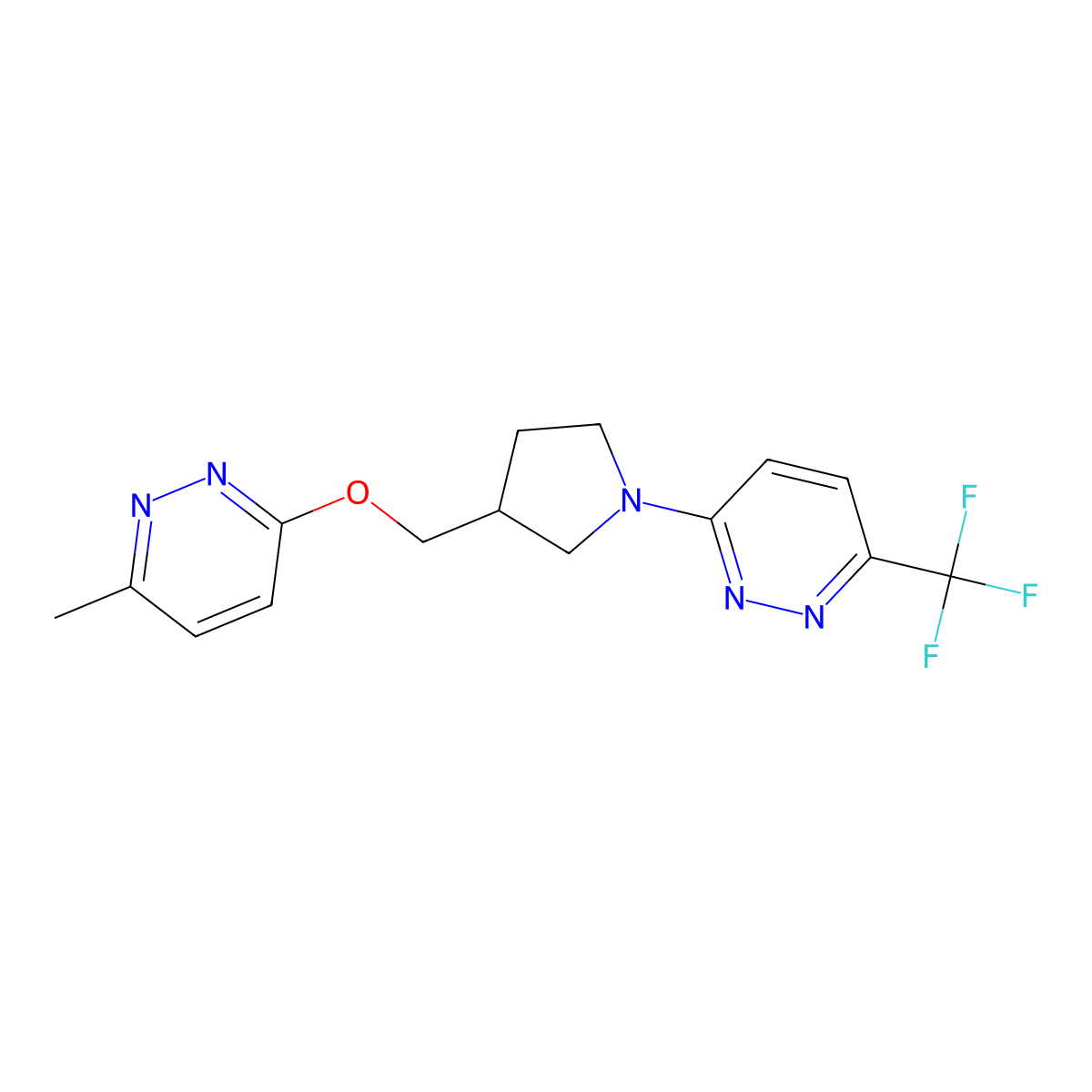 3-(3-{[(6-Methylpyridazin-3-yl)oxy]methyl}pyrrolidin-1-yl)-6-(trifluoromethyl)pyridazine molecular structure, CAS 2549012-24-8