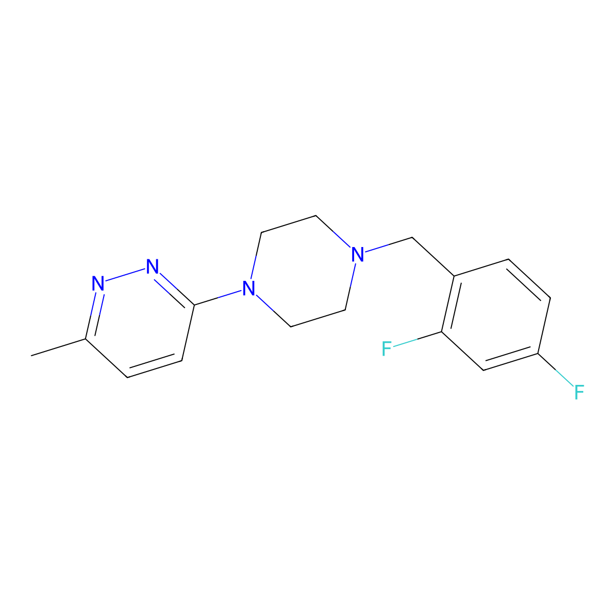 3-{4-[(2,4-Difluorophenyl)methyl]piperazin-1-yl}-6-methylpyridazine molecular structure, CAS 2549012-25-9