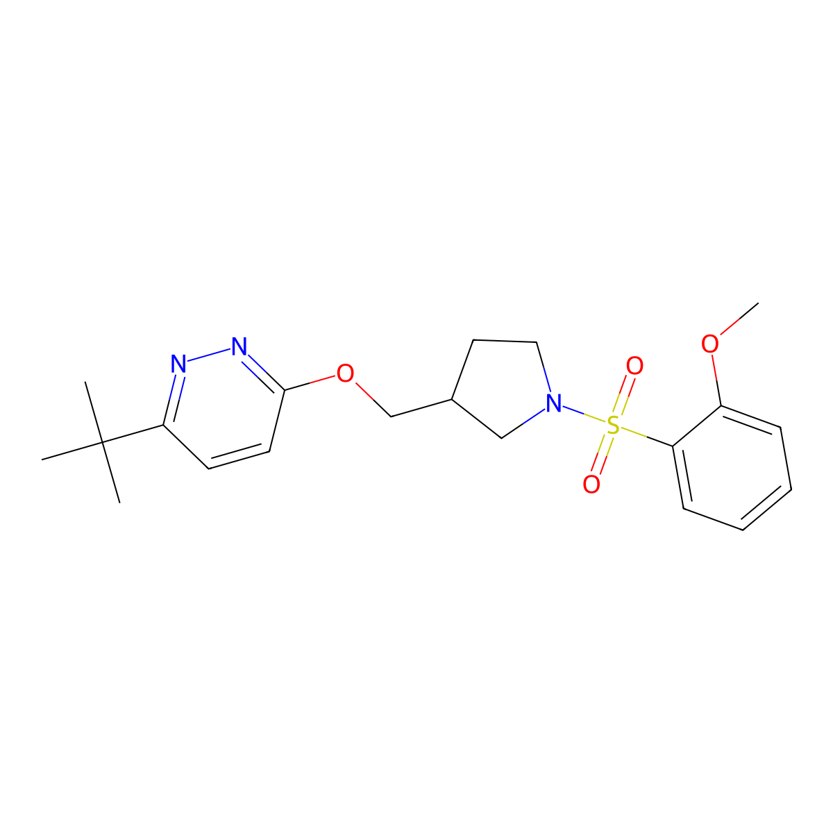 3-Tert-butyl-6-{[1-(2-methoxybenzenesulfonyl)pyrrolidin-3-yl]methoxy}pyridazine molecular structure, CAS 2549012-27-1