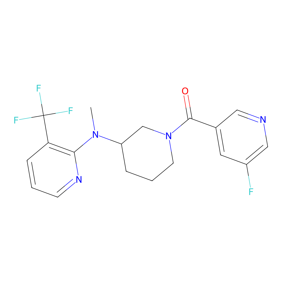 N-[1-(5-fluoropyridine-3-carbonyl)piperidin-3-yl]-N-methyl-3-(trifluoromethyl)pyridin-2-amine molecular structure, CAS 2549012-31-7