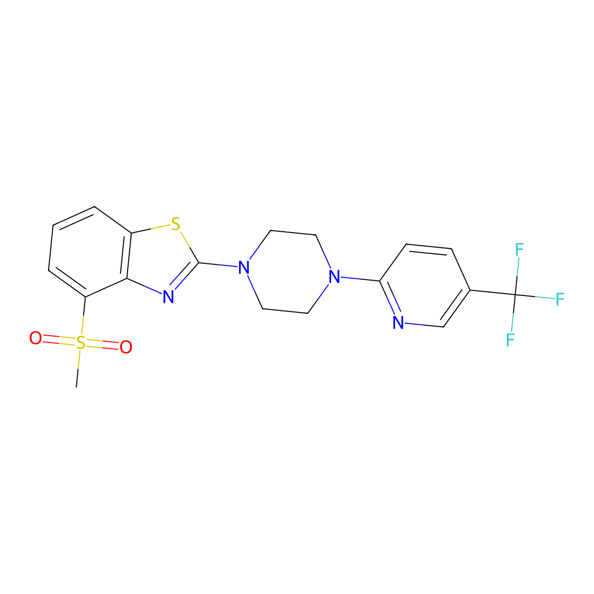 4-Methanesulfonyl-2-{4-[5-(trifluoromethyl)pyridin-2-yl]piperazin-1-yl}-1,3-benzothiazole molecular structure, CAS 2549012-33-9