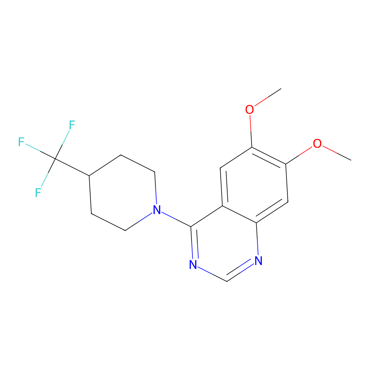 6,7-Dimethoxy-4-[4-(trifluoromethyl)piperidin-1-yl]quinazoline molecular structure, CAS 2549012-34-0