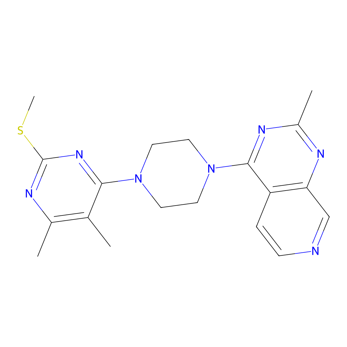 4,5-Dimethyl-6-(4-{2-methylpyrido[3,4-d]pyrimidin-4-yl}piperazin-1-yl)-2-(methylsulfanyl)pyrimidine molecular structure, CAS 2549012-36-2
