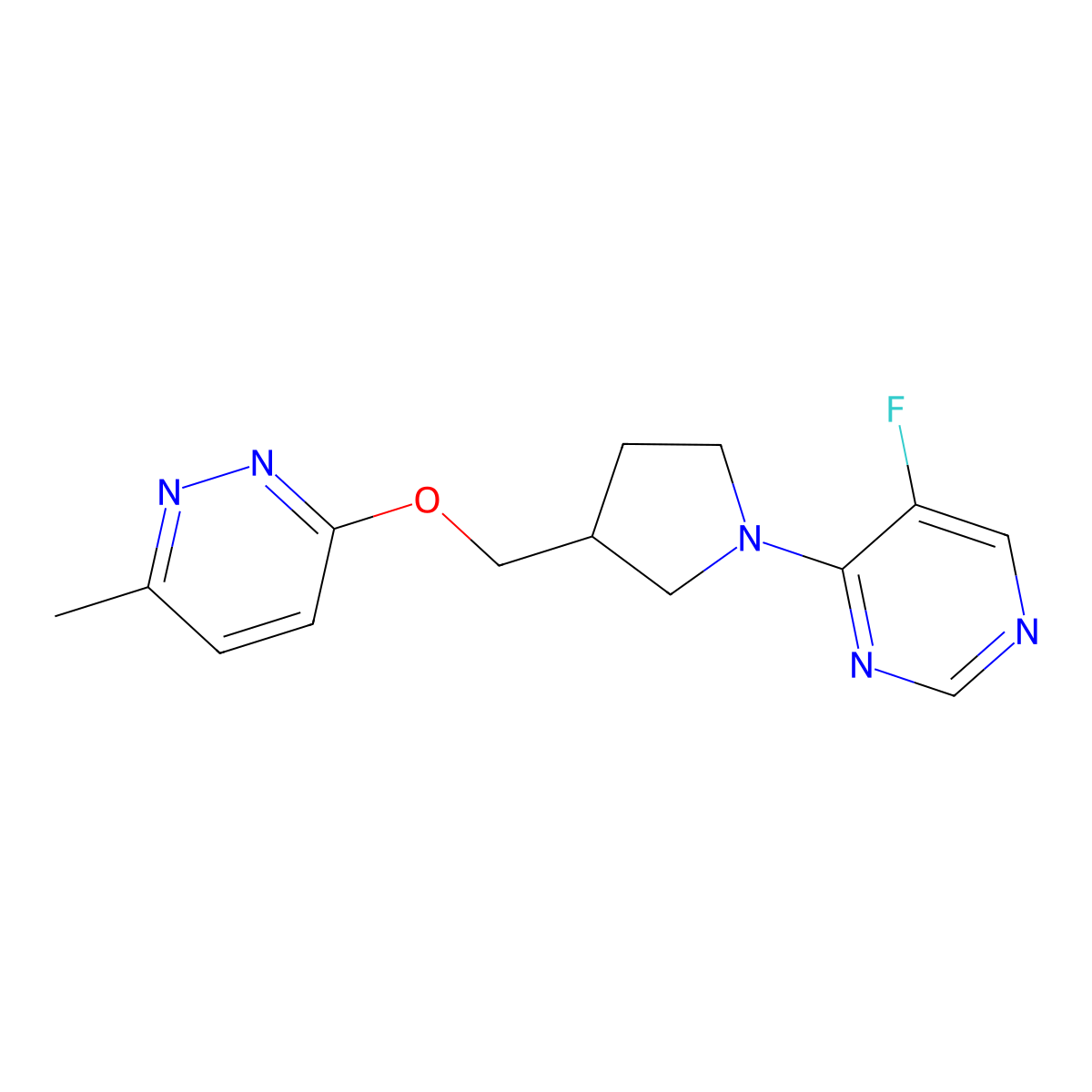 5-Fluoro-4-(3-{[(6-methylpyridazin-3-yl)oxy]methyl}pyrrolidin-1-yl)pyrimidine molecular structure, CAS 2549012-37-3