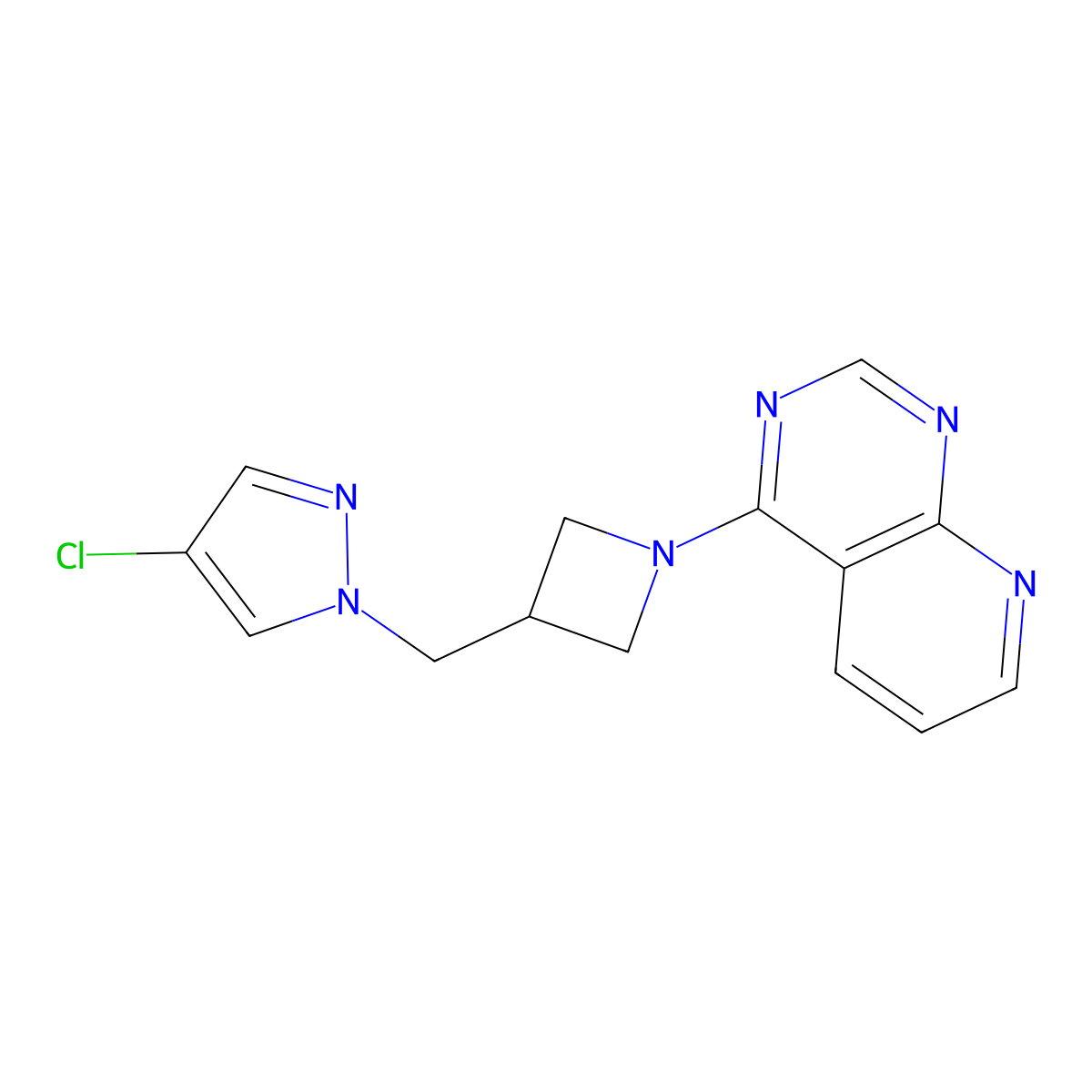 4-chloro-1-[(1-{pyrido[2,3-d]pyrimidin-4-yl}azetidin-3-yl)methyl]-1H-pyrazole molecular structure, CAS 2549012-40-8