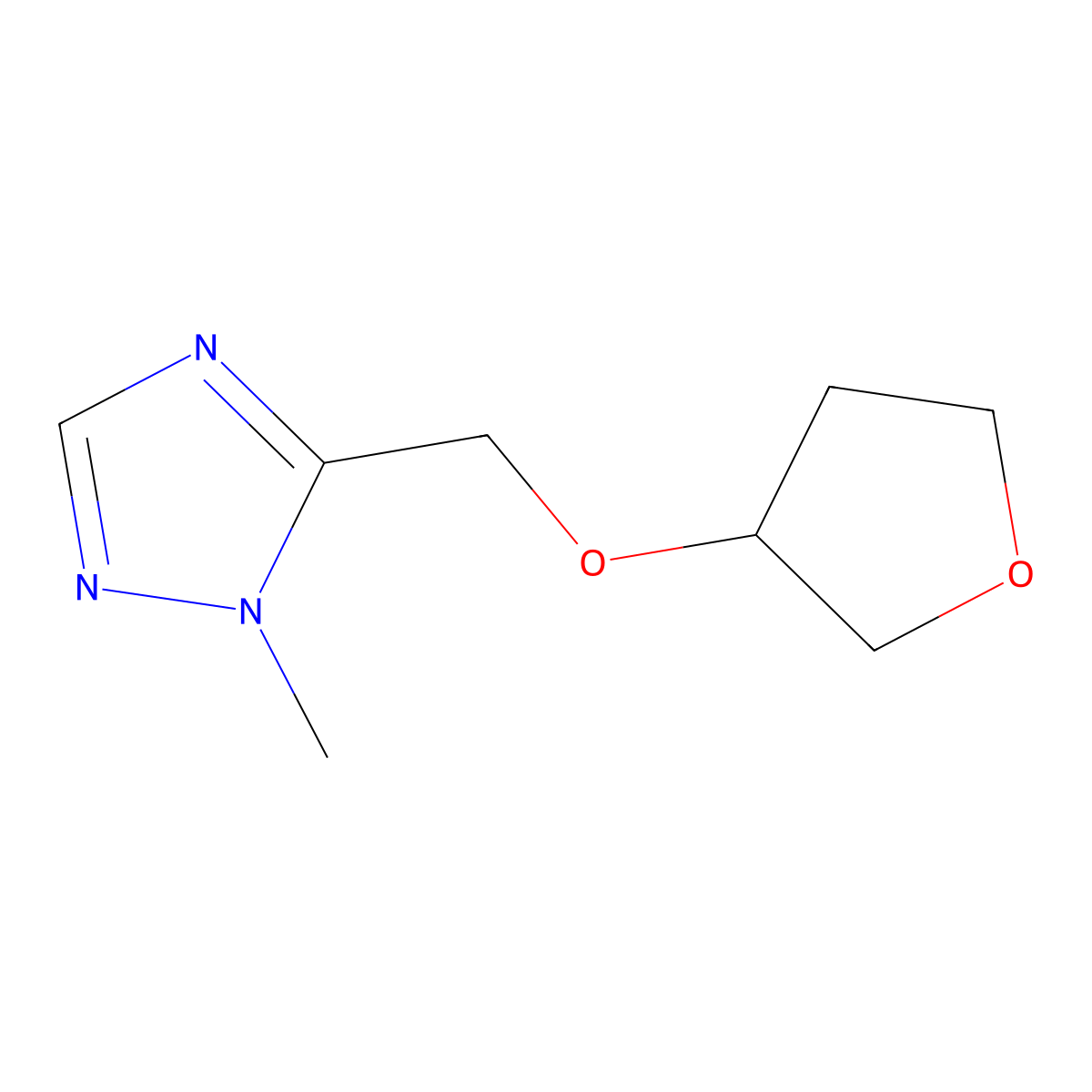 1-methyl-5-[(oxolan-3-yloxy)methyl]-1H-1,2,4-triazole molecular structure, CAS 2549012-42-0