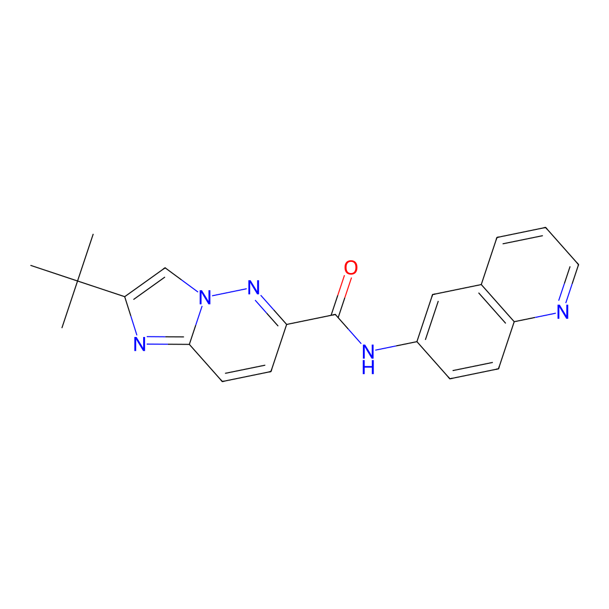 2-tert-butyl-N-(quinolin-6-yl)imidazo[1,2-b]pyridazine-6-carboxamide molecular structure, CAS 2549012-44-2