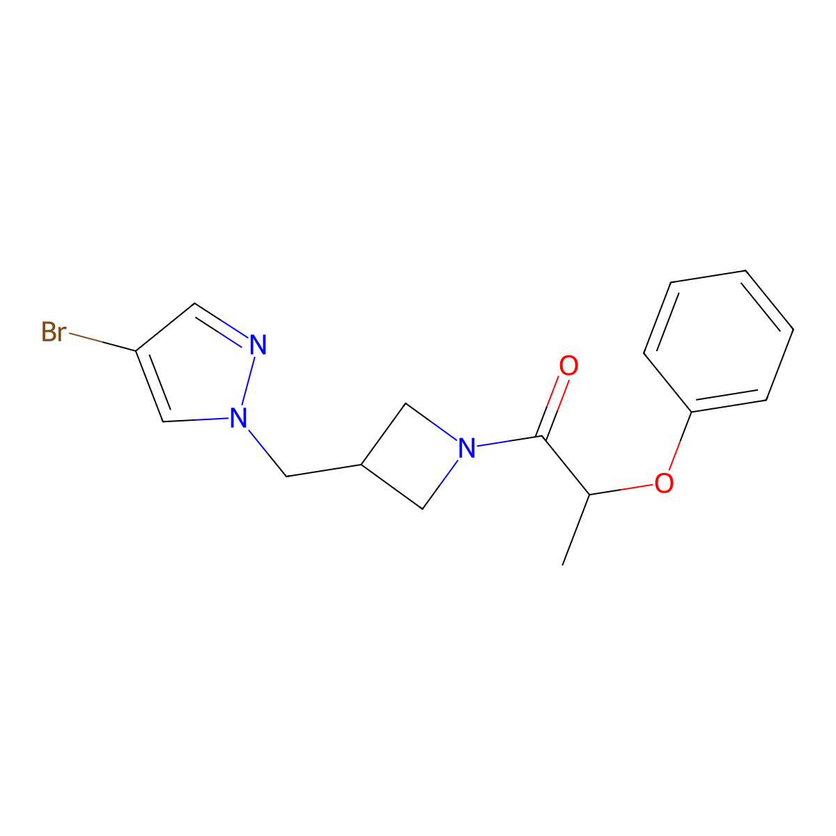 1-{3-[(4-bromo-1H-pyrazol-1-yl)methyl]azetidin-1-yl}-2-phenoxypropan-1-one molecular structure, CAS 2549012-45-3