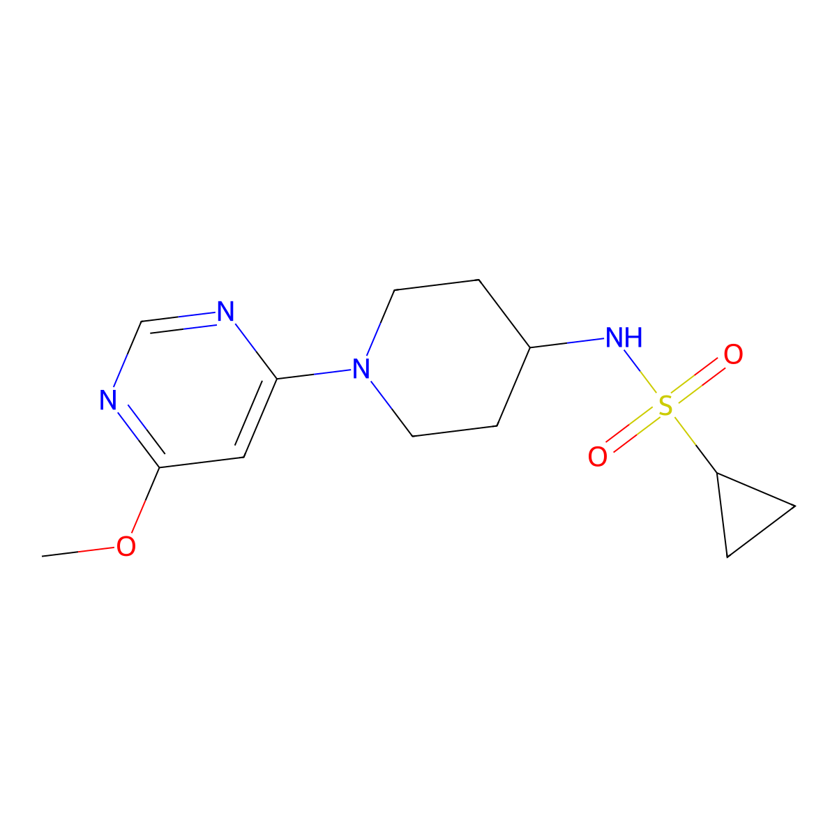 N-[1-(6-methoxypyrimidin-4-yl)piperidin-4-yl]cyclopropanesulfonamide molecular structure, CAS 2549012-46-4