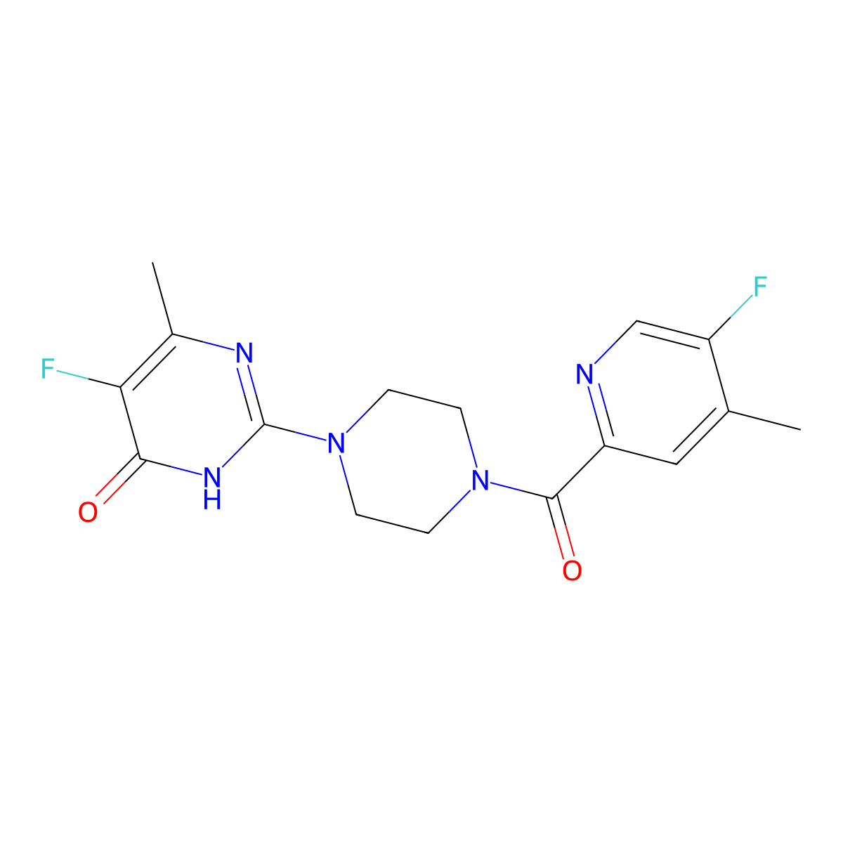5-Fluoro-2-[4-(5-fluoro-4-methylpyridine-2-carbonyl)piperazin-1-yl]-6-methyl-3,4-dihydropyrimidin-4-one molecular structure, CAS 2549012-49-7