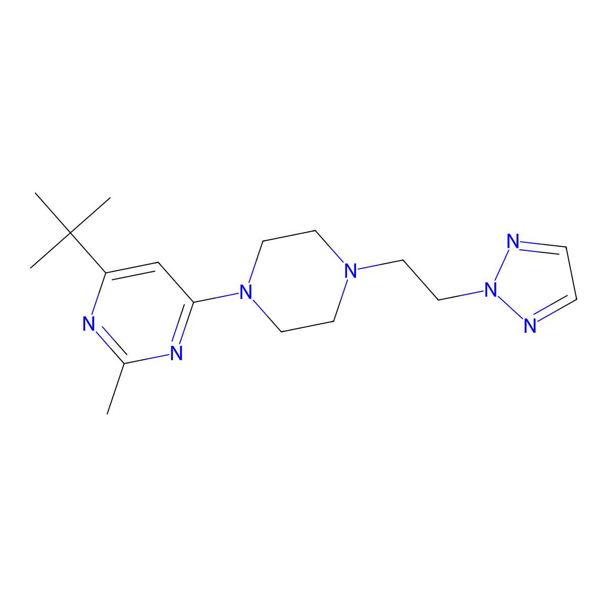 4-tert-butyl-2-methyl-6-{4-[2-(2H-1,2,3-triazol-2-yl)ethyl]piperazin-1-yl}pyrimidine molecular structure, CAS 2549012-56-6