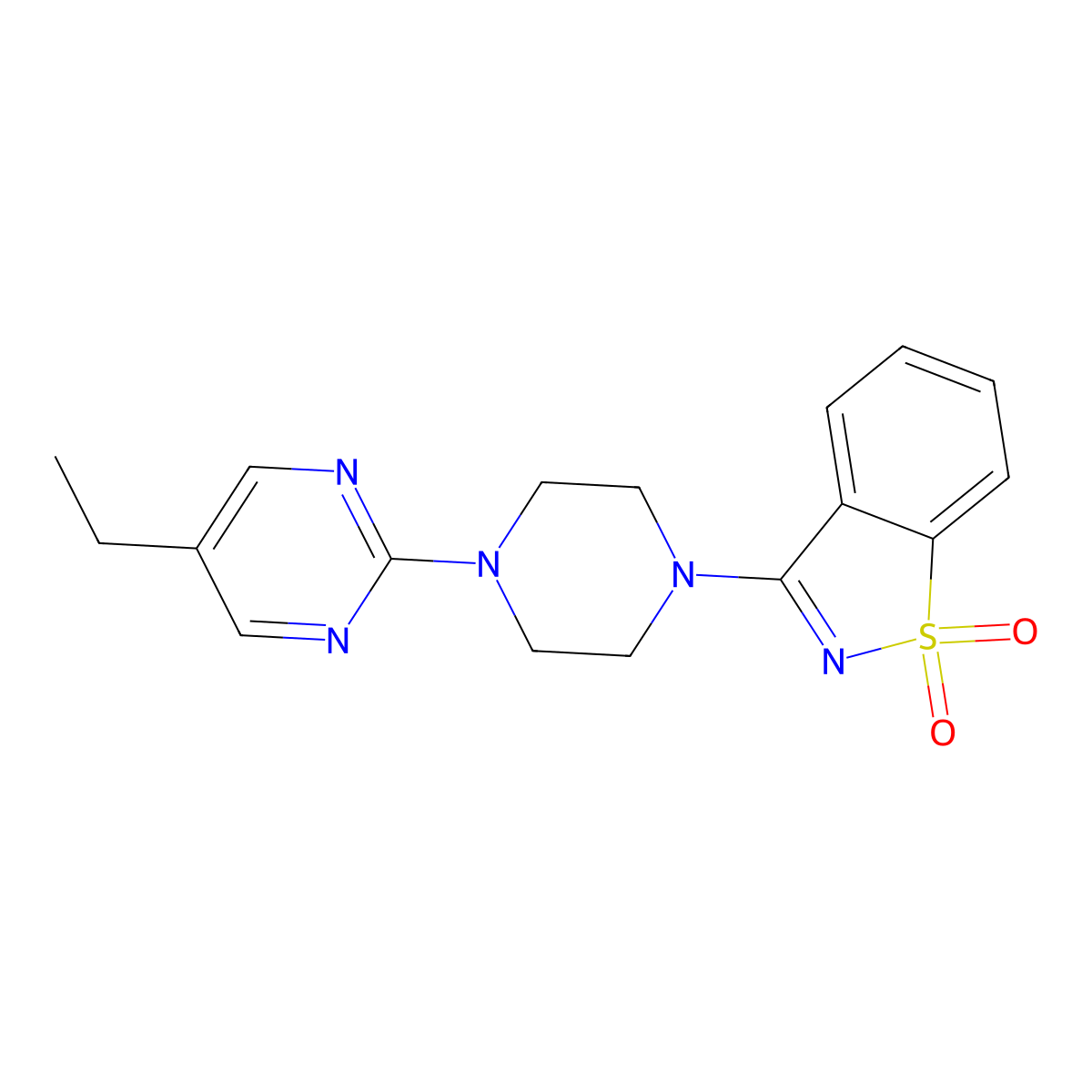3-[4-(5-Ethylpyrimidin-2-yl)piperazin-1-yl]-1lambda6,2-benzothiazole-1,1-dione molecular structure, CAS 2549012-62-4