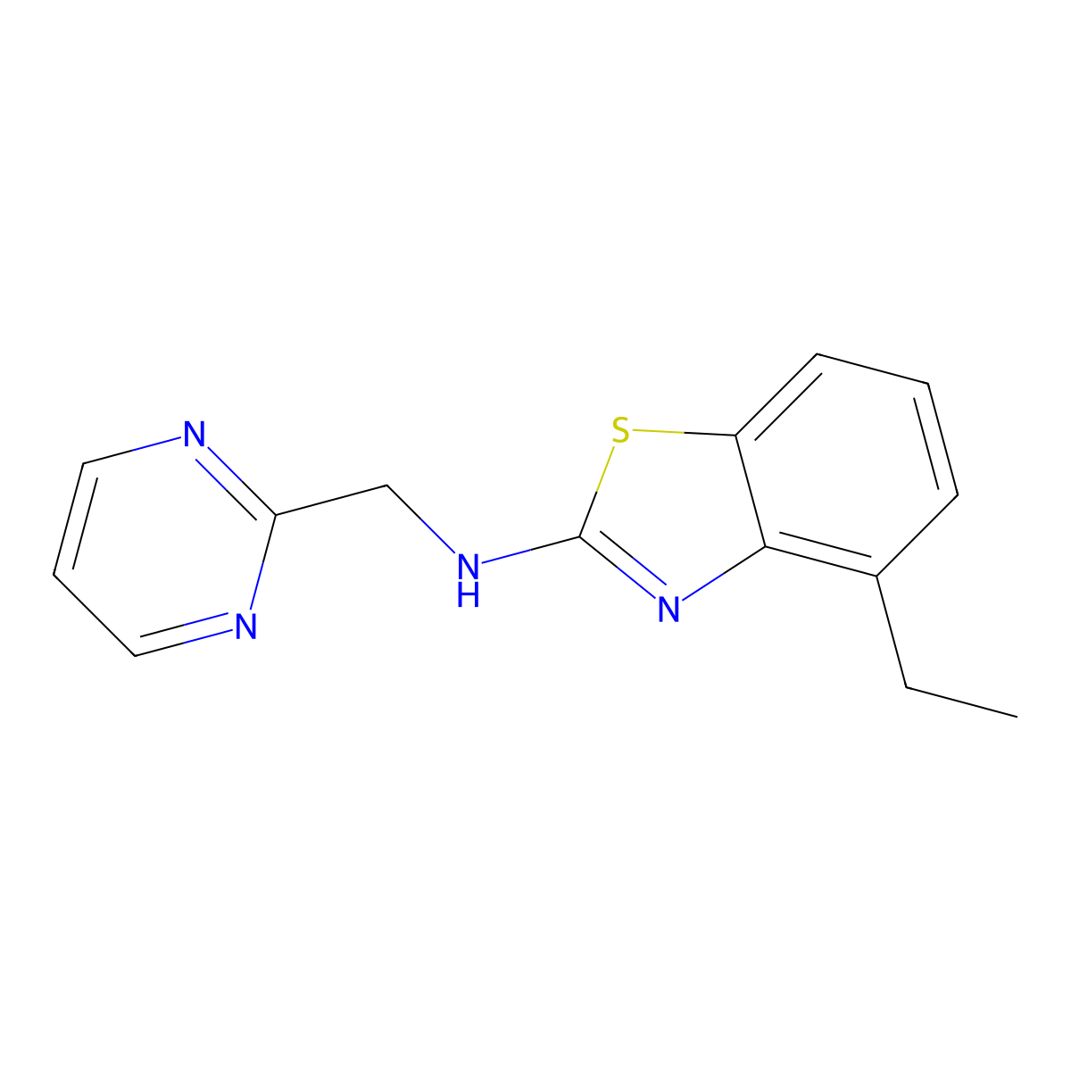 4-ethyl-N-[(pyrimidin-2-yl)methyl]-1,3-benzothiazol-2-amine molecular structure, CAS 2549012-65-7