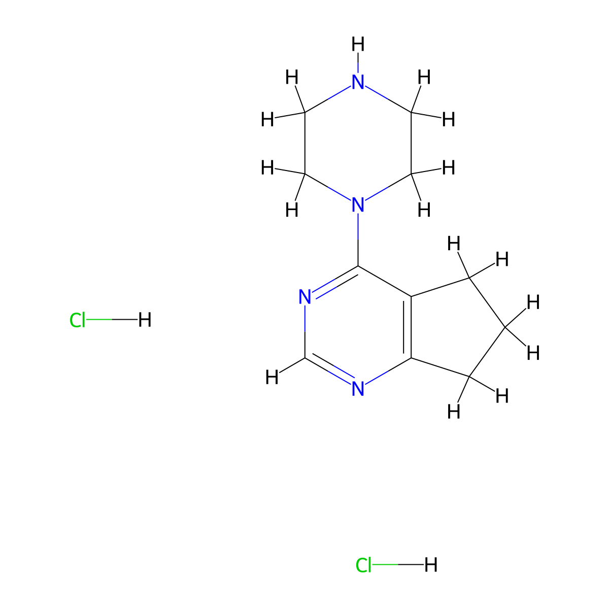 1-{5H,6H,7H-cyclopenta[d]pyrimidin-4-yl}piperazine dihydrochloride molecular structure, CAS 2549012-70-4