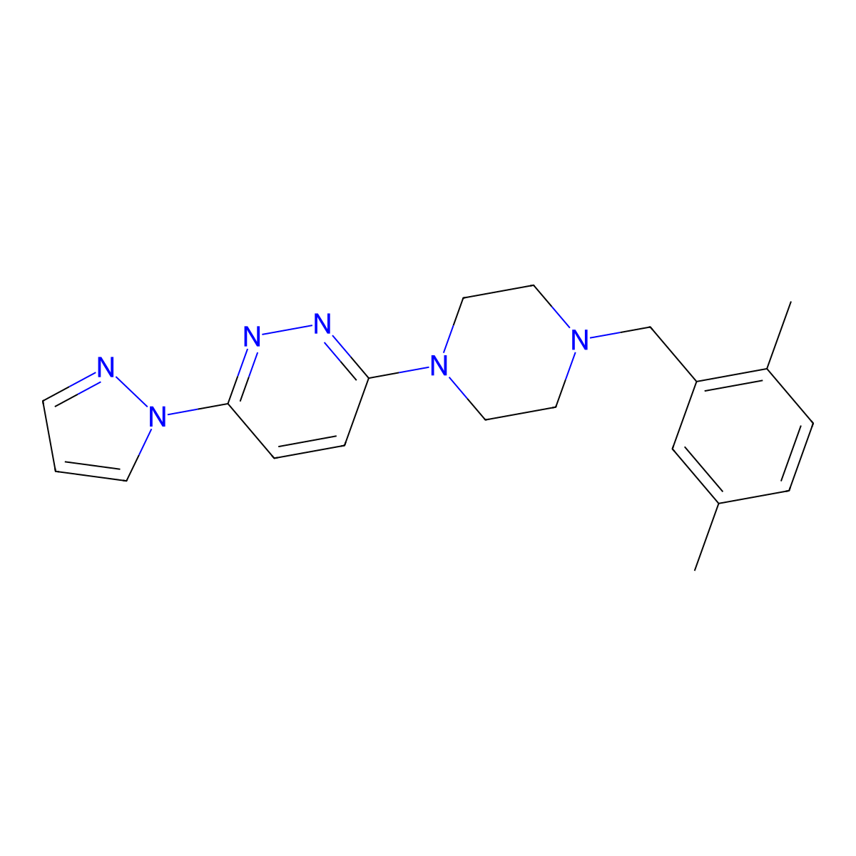 3-{4-[(2,5-dimethylphenyl)methyl]piperazin-1-yl}-6-(1H-pyrazol-1-yl)pyridazine molecular structure, CAS 2549012-71-5