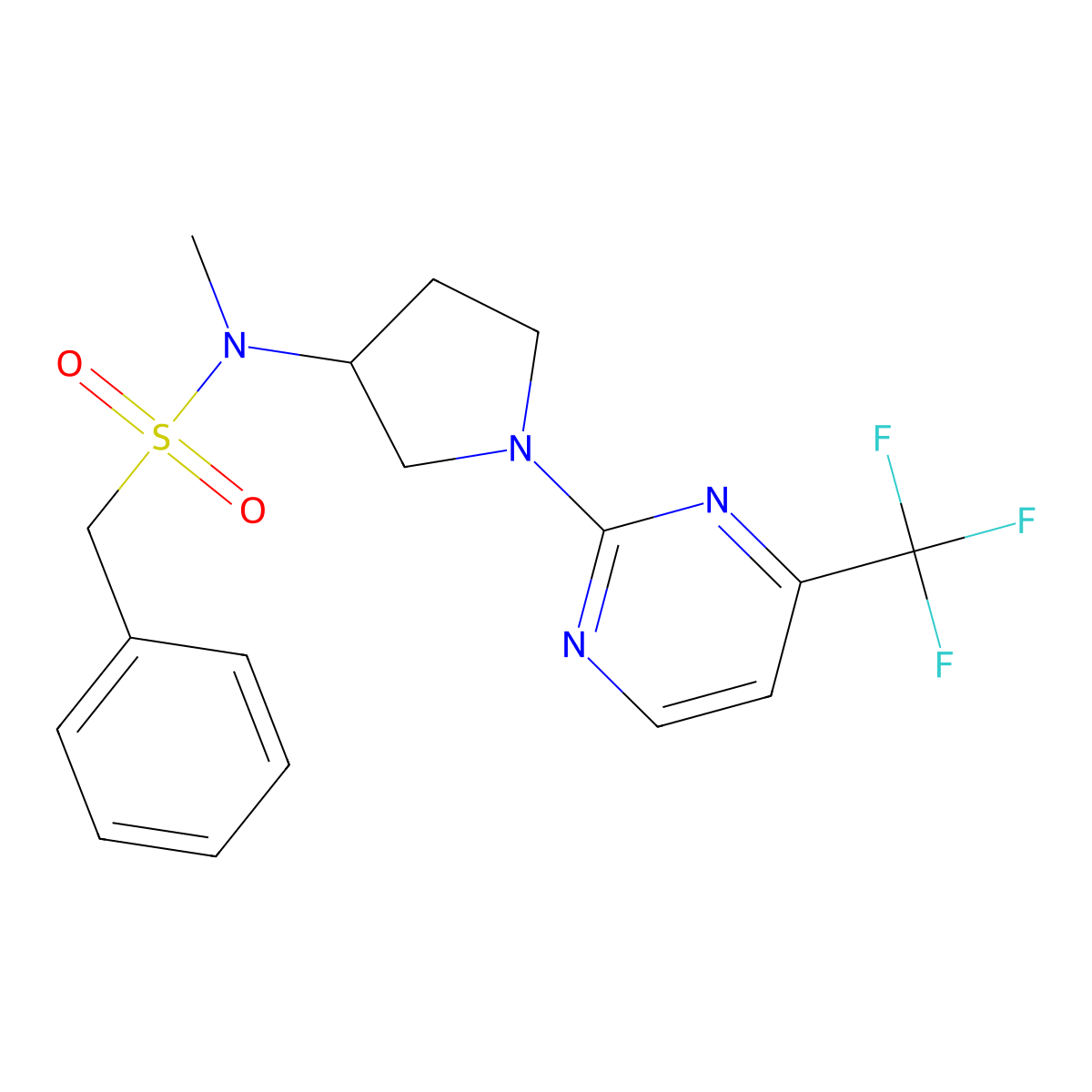 N-methyl-1-phenyl-N-{1-[4-(trifluoromethyl)pyrimidin-2-yl]pyrrolidin-3-yl}methanesulfonamide molecular structure, CAS 2549012-78-2