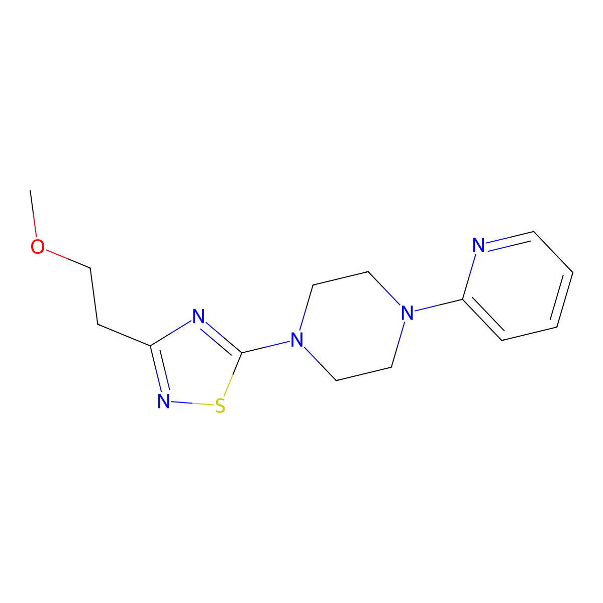 1-[3-(2-Methoxyethyl)-1,2,4-thiadiazol-5-yl]-4-(pyridin-2-yl)piperazine molecular structure, CAS 2549012-86-2
