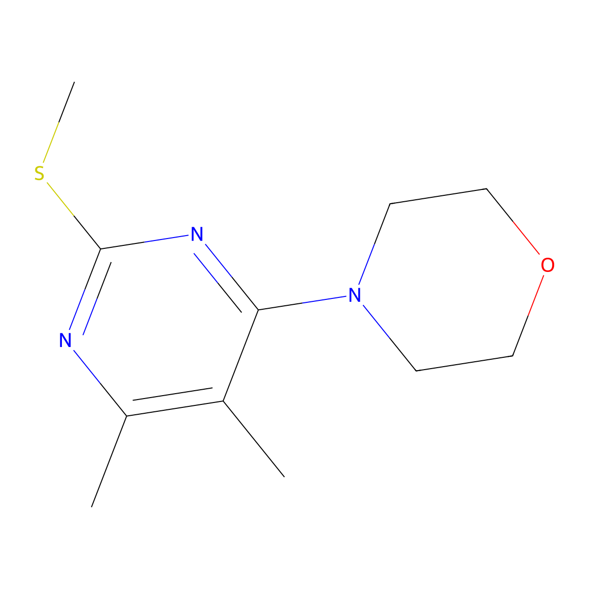 4-[5,6-Dimethyl-2-(methylsulfanyl)pyrimidin-4-yl]morpholine molecular structure, CAS 2549012-92-0