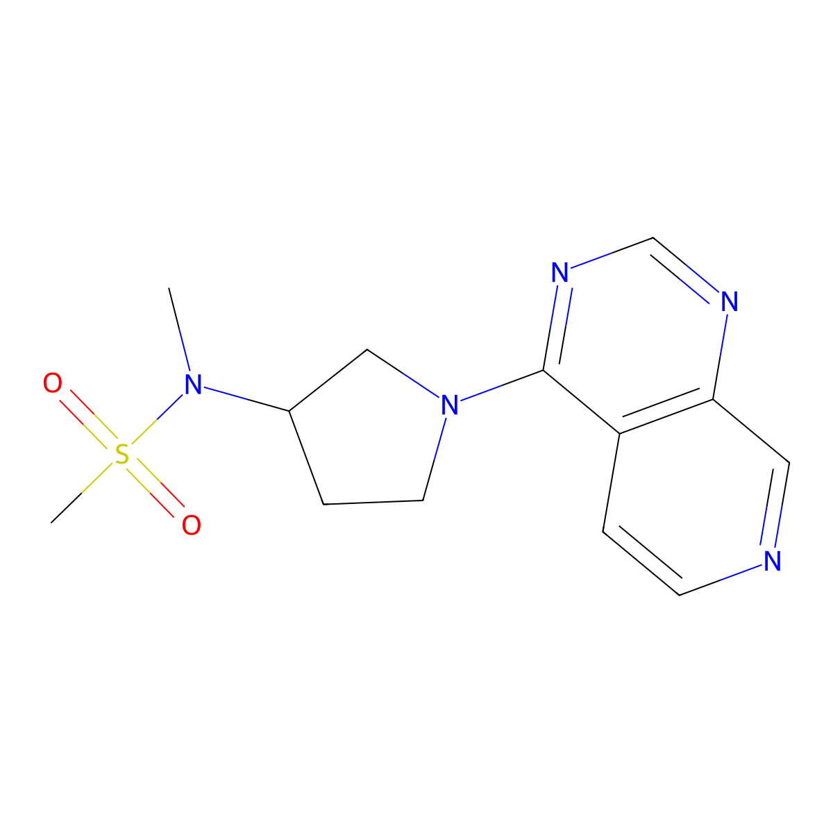 N-methyl-N-(1-{pyrido[3,4-d]pyrimidin-4-yl}pyrrolidin-3-yl)methanesulfonamide molecular structure, CAS 2549012-99-7