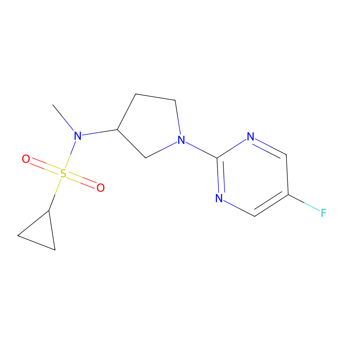 N-[1-(5-fluoropyrimidin-2-yl)pyrrolidin-3-yl]-N-methylcyclopropanesulfonamide molecular structure, CAS 2549013-06-9