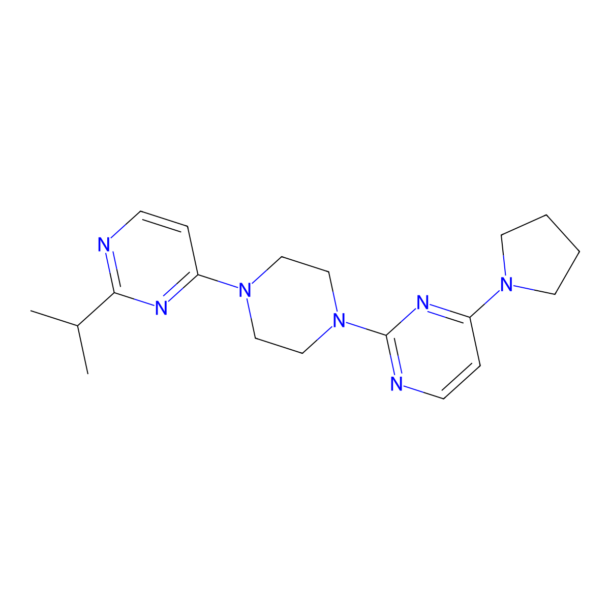 2-{4-[2-(Propan-2-yl)pyrimidin-4-yl]piperazin-1-yl}-4-(pyrrolidin-1-yl)pyrimidine molecular structure, CAS 2549013-11-6