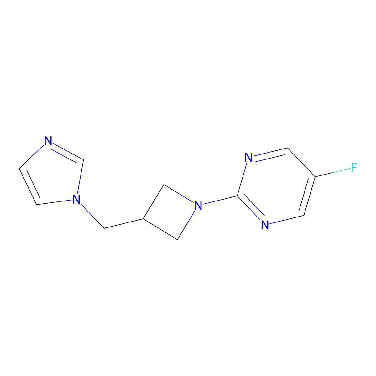5-fluoro-2-{3-[(1H-imidazol-1-yl)methyl]azetidin-1-yl}pyrimidine molecular structure, CAS 2549013-13-8