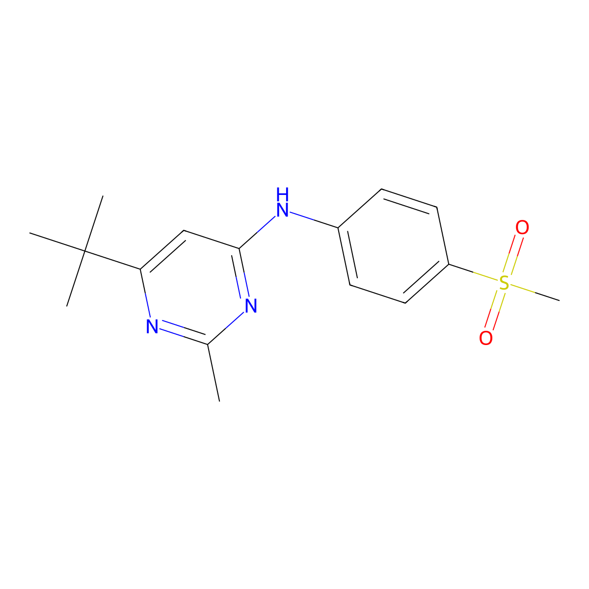 6-tert-butyl-N-(4-methanesulfonylphenyl)-2-methylpyrimidin-4-amine molecular structure, CAS 2549013-14-9