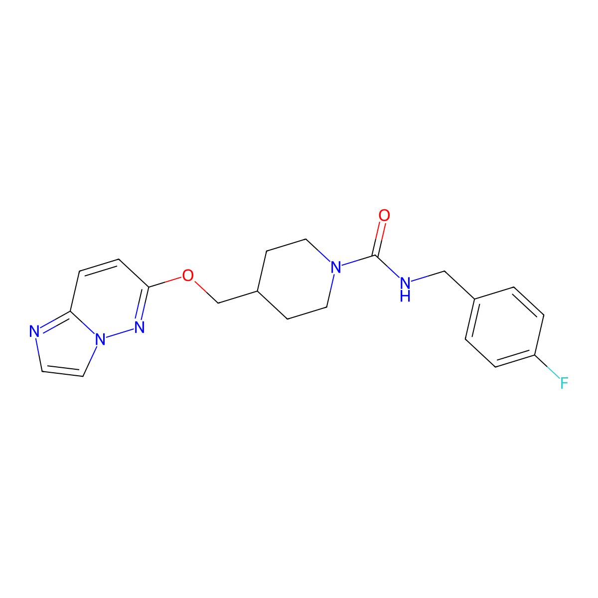 N-[(4-fluorophenyl)methyl]-4-({imidazo[1,2-b]pyridazin-6-yloxy}methyl)piperidine-1-carboxamide molecular structure, CAS 2549013-15-0