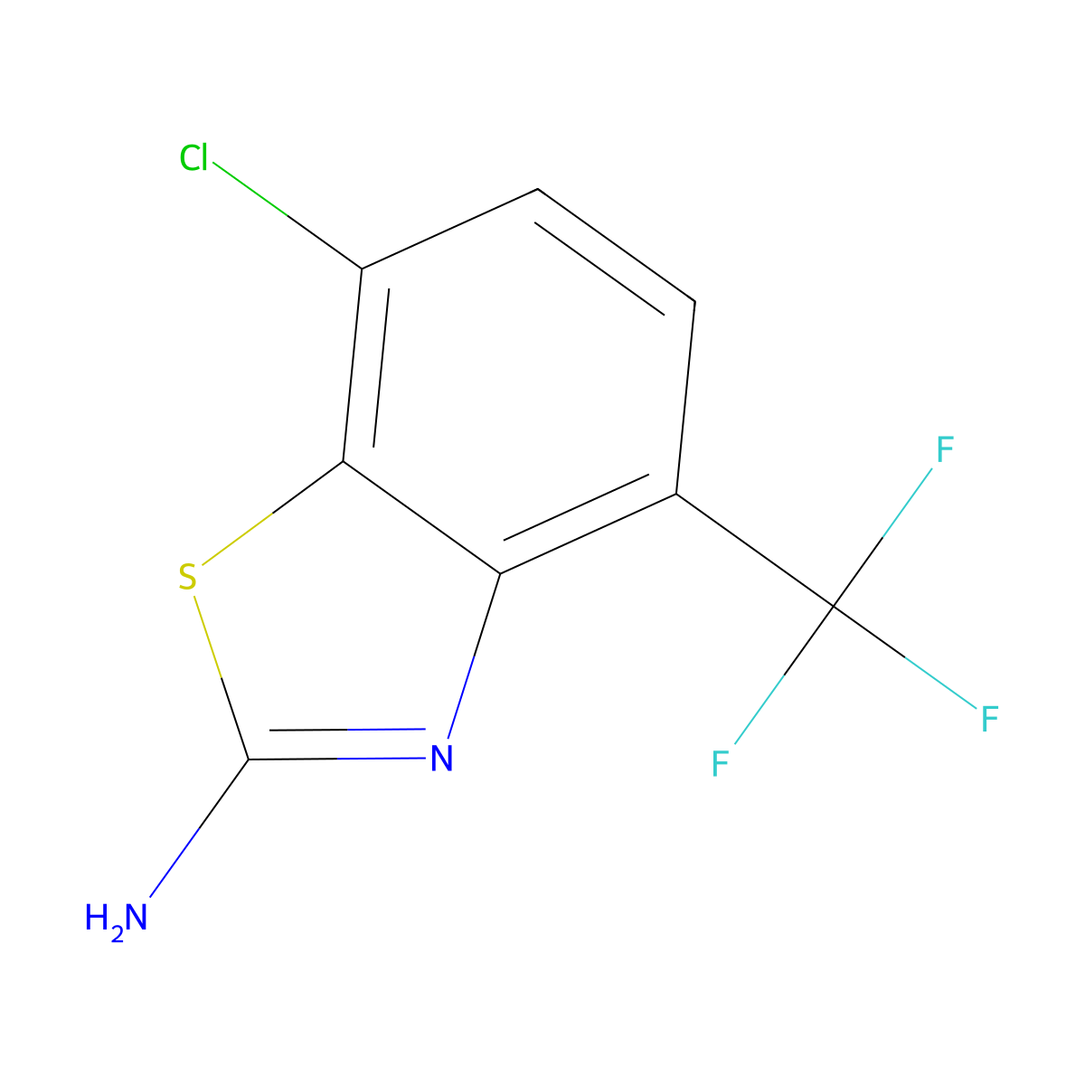7-Chloro-4-(trifluoromethyl)-1,3-benzothiazol-2-amine molecular structure, CAS 2549013-29-6