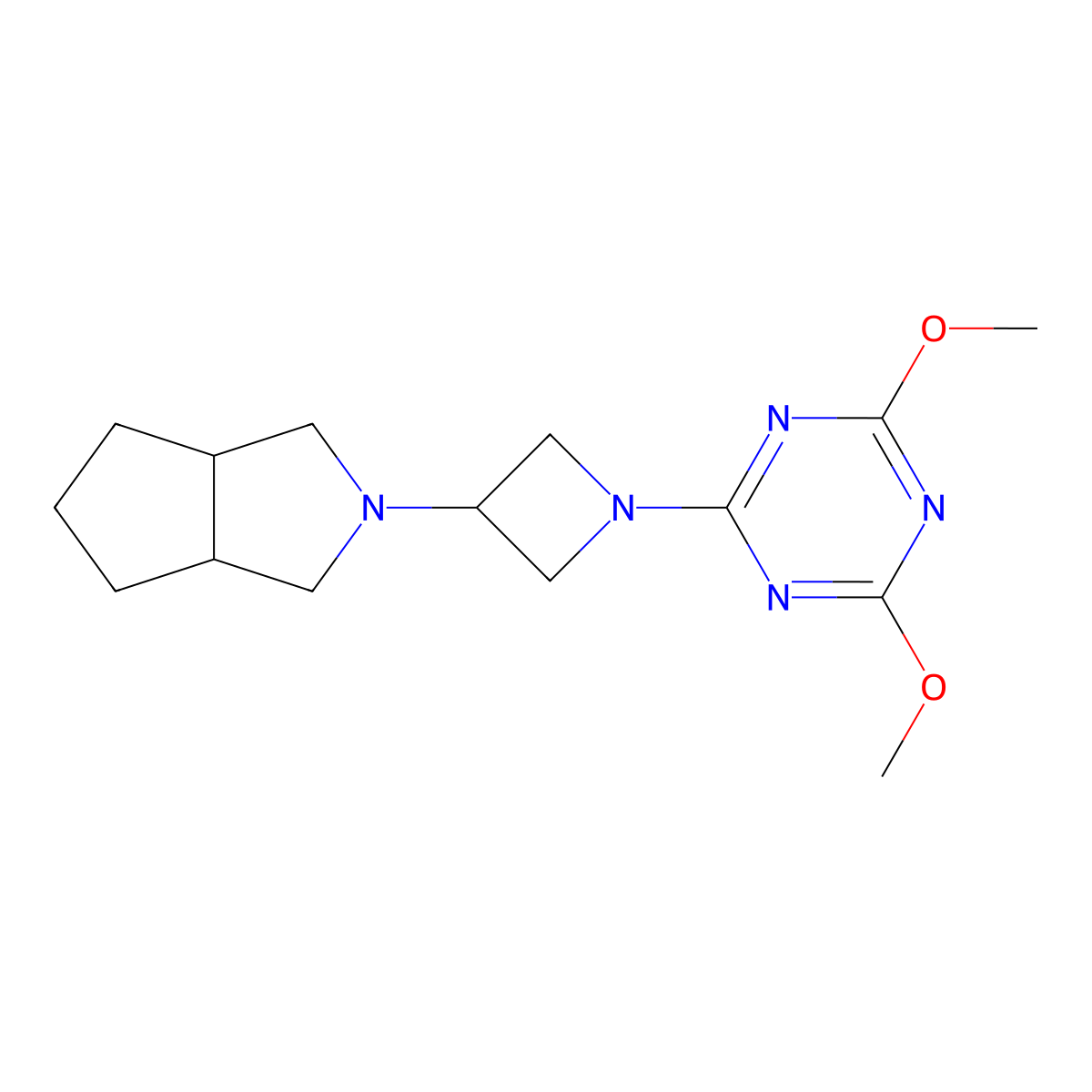 2,4-Dimethoxy-6-(3-{octahydrocyclopenta[c]pyrrol-2-yl}azetidin-1-yl)-1,3,5-triazine molecular structure, CAS 2549013-39-8